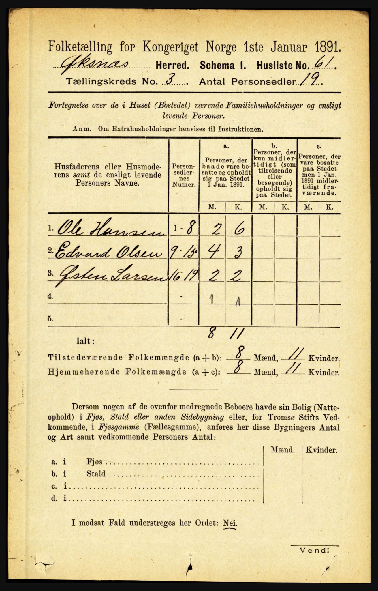 RA, 1891 census for 1868 Øksnes, 1891, p. 1126