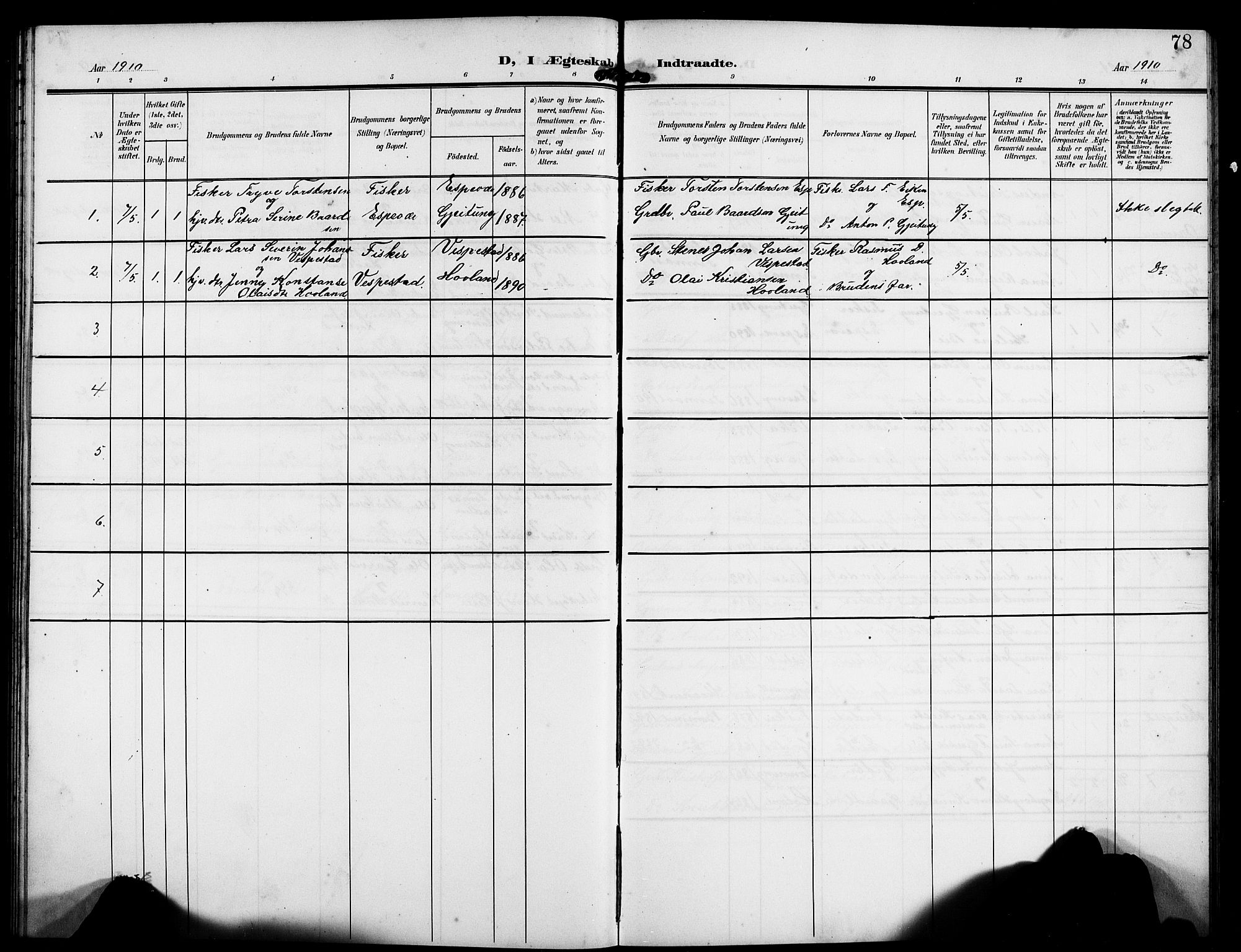 Finnås sokneprestembete, SAB/A-99925/H/Ha/Hab/Habc/L0003: Parish register (copy) no. C 3, 1907-1917, p. 78