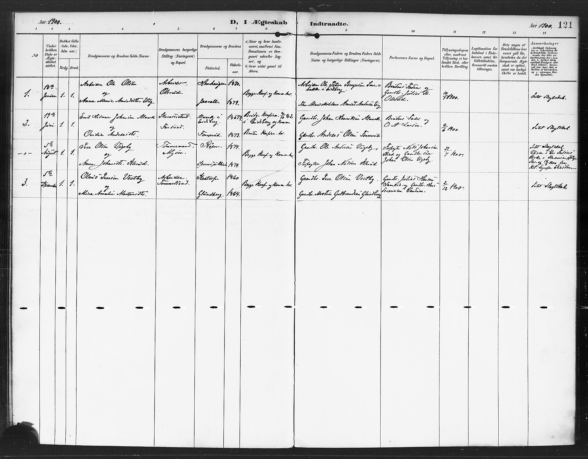 Rødenes prestekontor Kirkebøker, AV/SAO-A-2005/F/Fa/L0010: Parish register (official) no. I 10, 1890-1900, p. 121