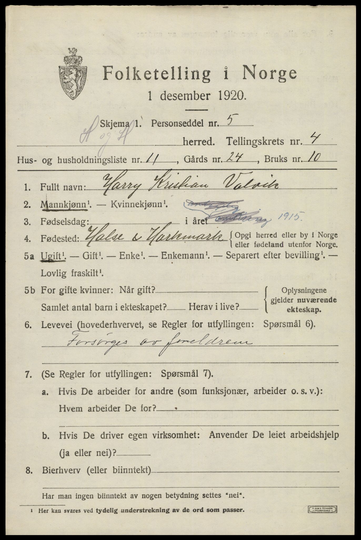 SAK, 1920 census for Halse og Harkmark, 1920, p. 2952