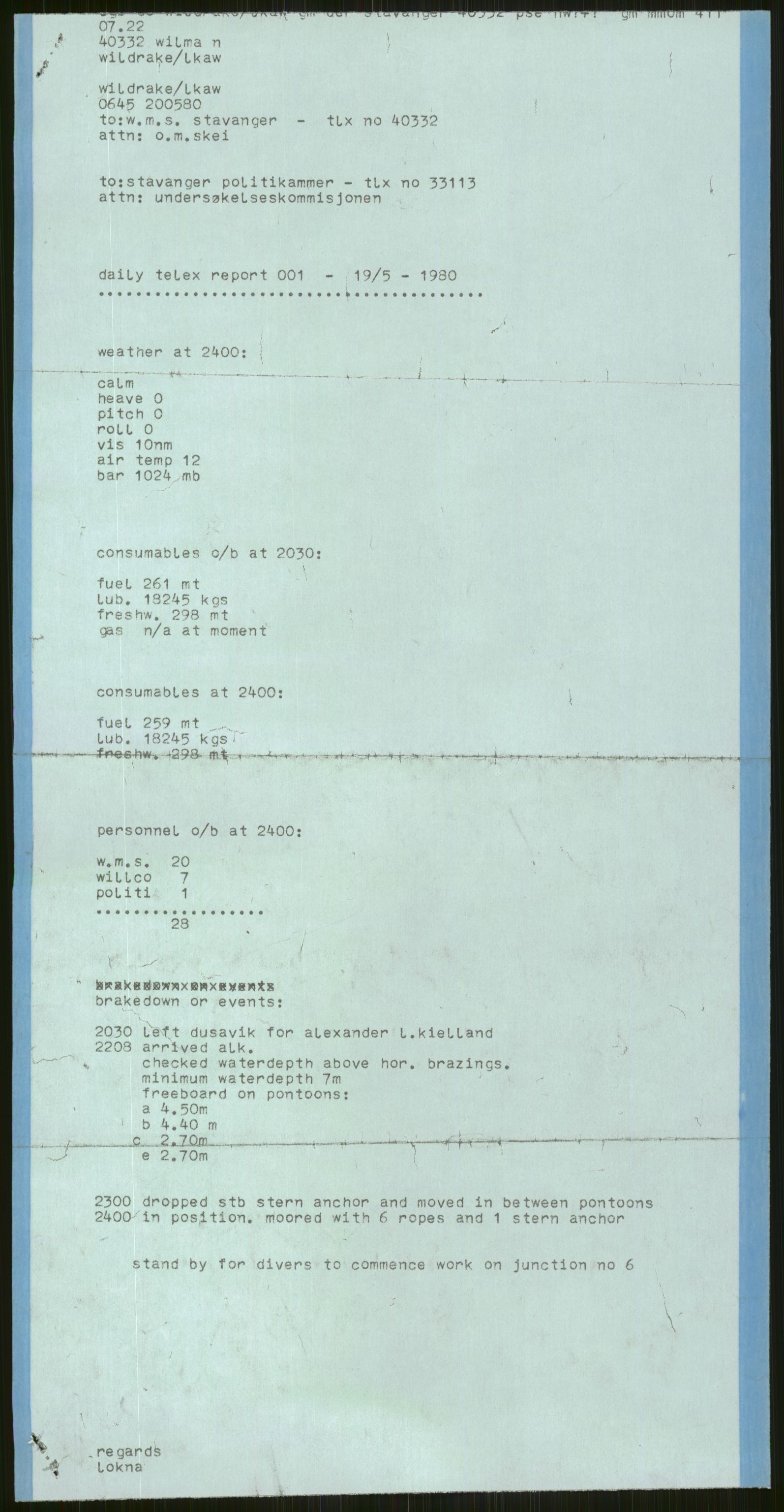 Justisdepartementet, Granskningskommisjonen ved Alexander Kielland-ulykken 27.3.1980, AV/RA-S-1165/D/L0006: A Alexander L. Kielland (Doku.liste + A3-A6, A11-A13, A18-A20-A21, A23, A31 av 31)/Dykkerjournaler, 1980-1981, p. 543