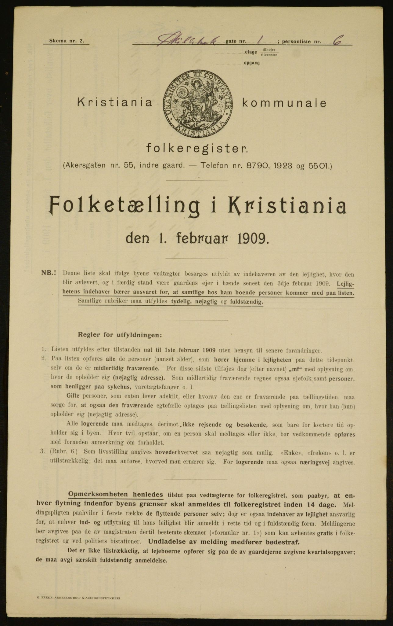 OBA, Municipal Census 1909 for Kristiania, 1909, p. 86490