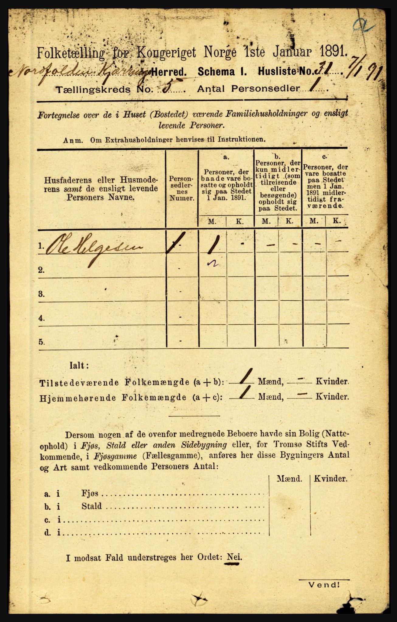 RA, 1891 census for 1846 Nordfold-Kjerringøy, 1891, p. 1157