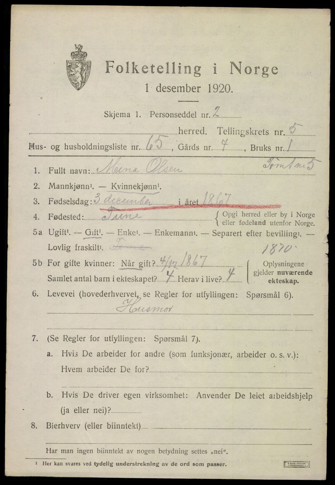 SAO, 1920 census for Glemmen, 1920, p. 17707