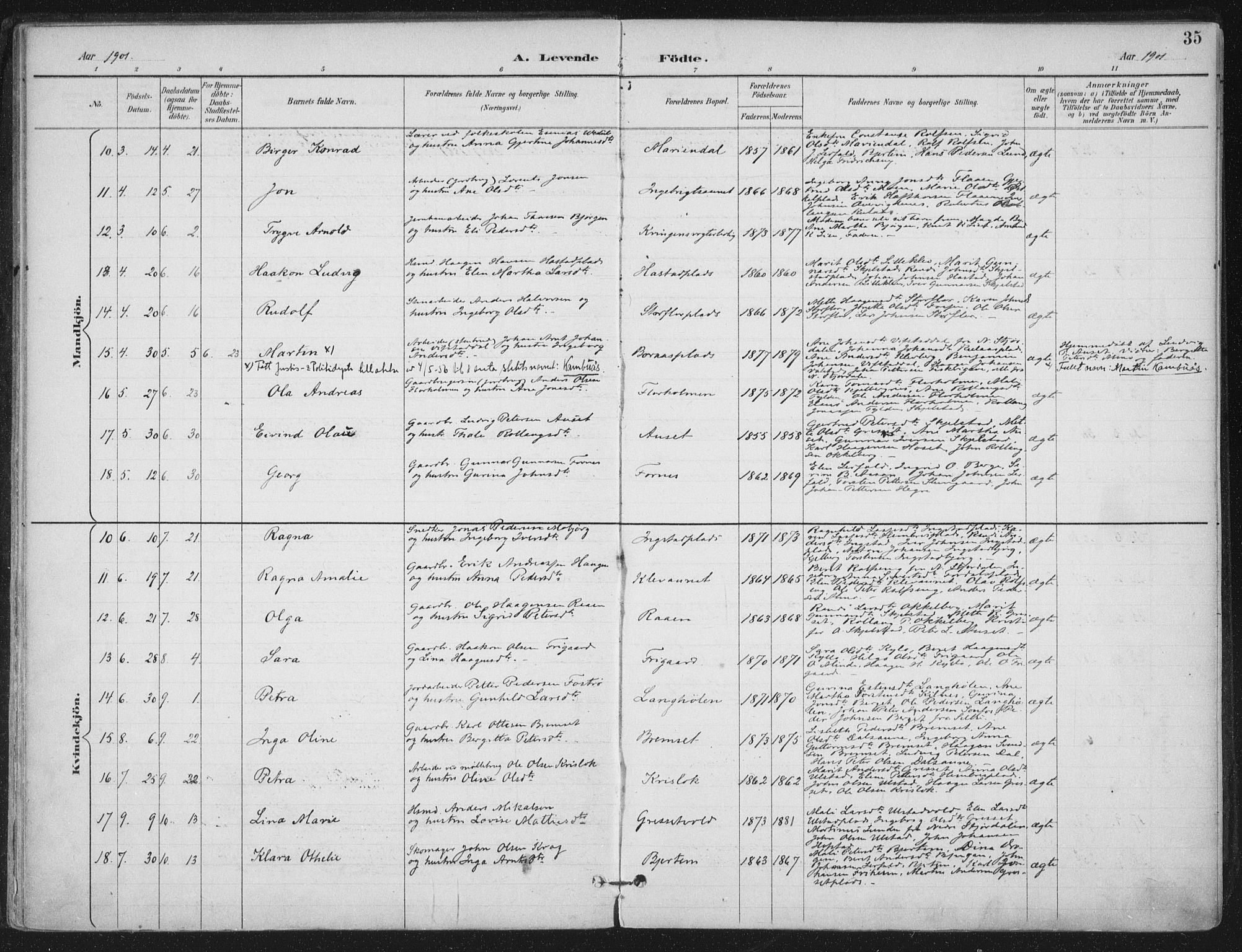 Ministerialprotokoller, klokkerbøker og fødselsregistre - Nord-Trøndelag, SAT/A-1458/703/L0031: Parish register (official) no. 703A04, 1893-1914, p. 35