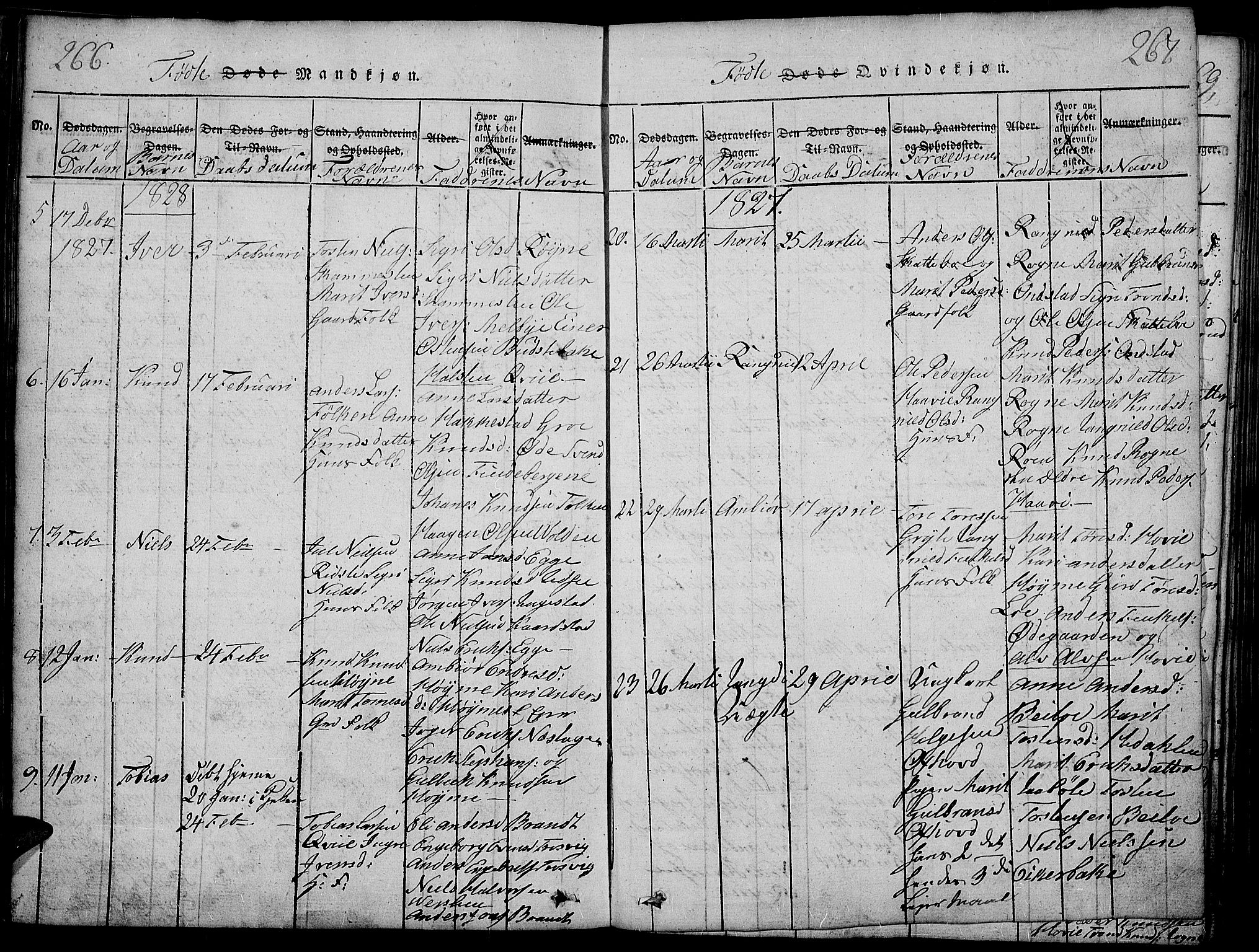 Slidre prestekontor, SAH/PREST-134/H/Ha/Haa/L0002: Parish register (official) no. 2, 1814-1830, p. 266-267
