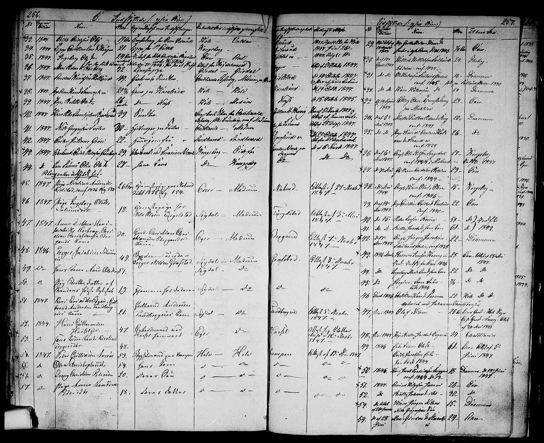 Modum kirkebøker, SAKO/A-234/G/Ga/L0005: Parish register (copy) no. I 5, 1847-1853, p. 256-257