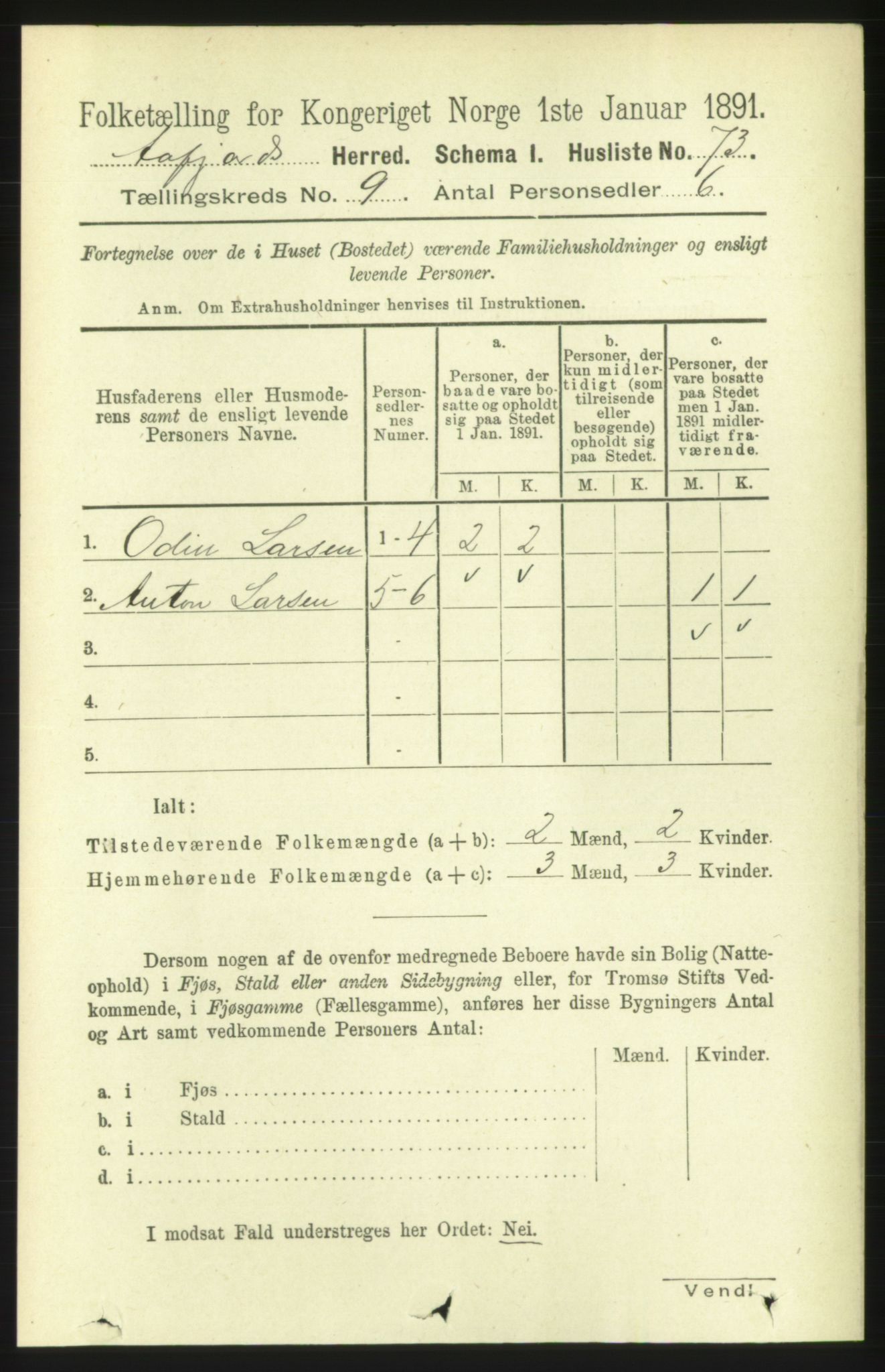 RA, 1891 census for 1630 Åfjord, 1891, p. 2437