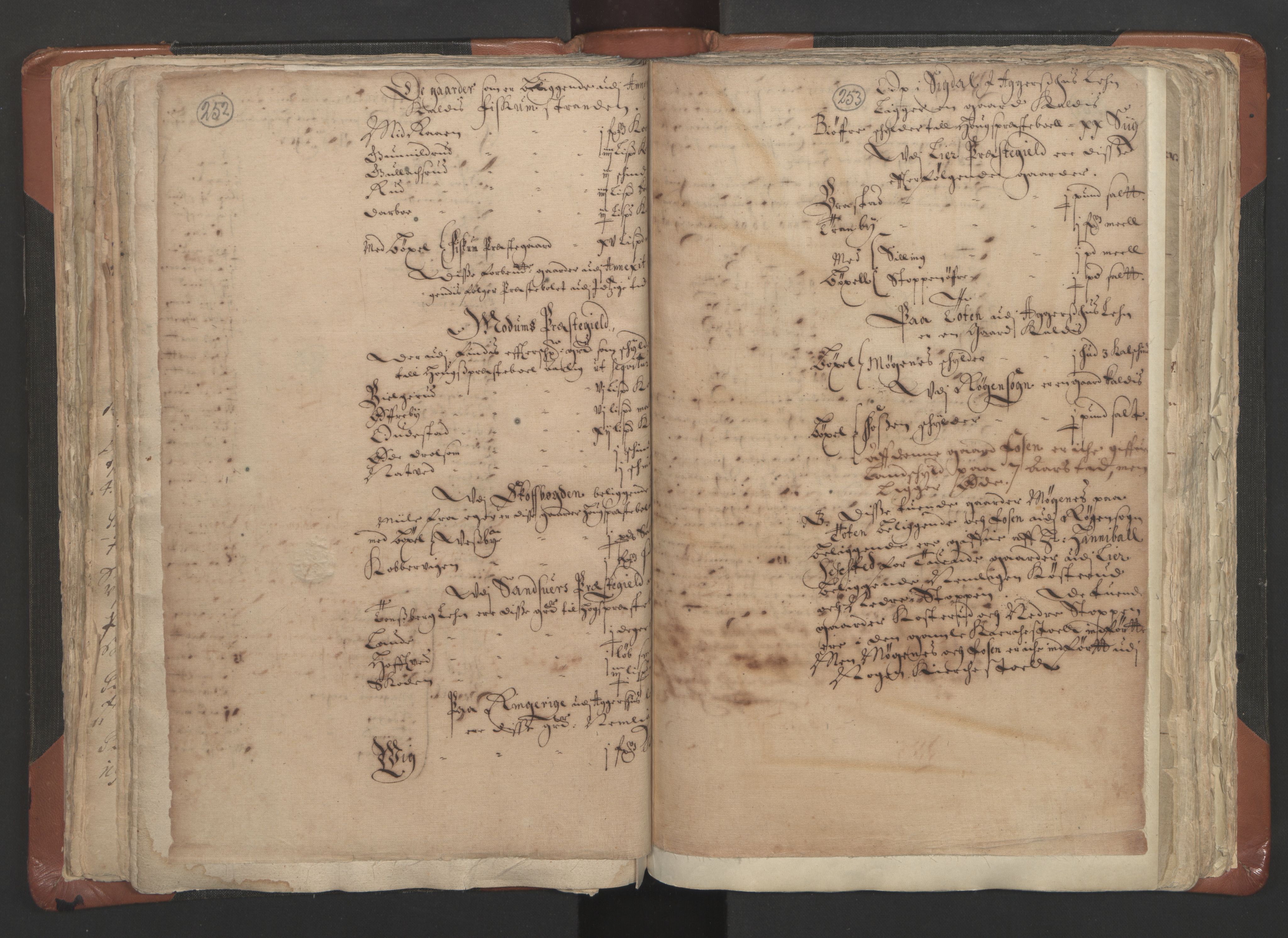 RA, Vicar's Census 1664-1666, no. 9: Bragernes deanery, 1664-1666, p. 252-253
