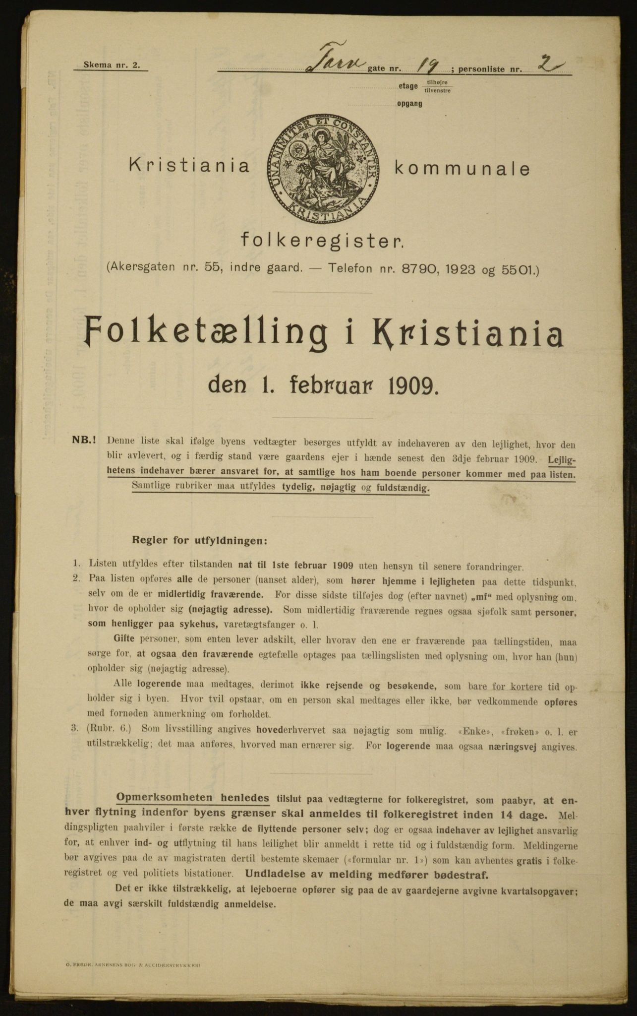 OBA, Municipal Census 1909 for Kristiania, 1909, p. 103446