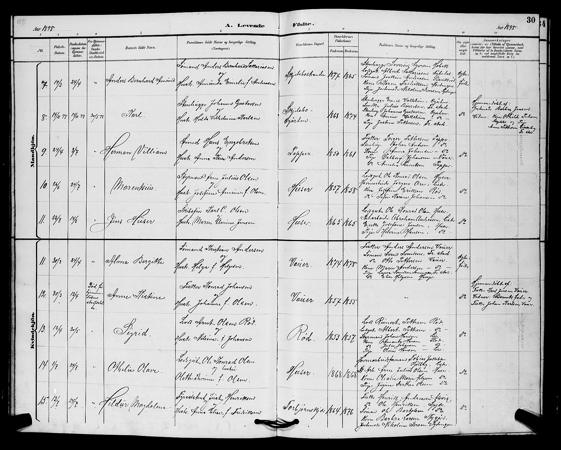 Hvaler prestekontor Kirkebøker, AV/SAO-A-2001/G/Gb/L0001: Parish register (copy) no. II 1, 1892-1904, p. 30