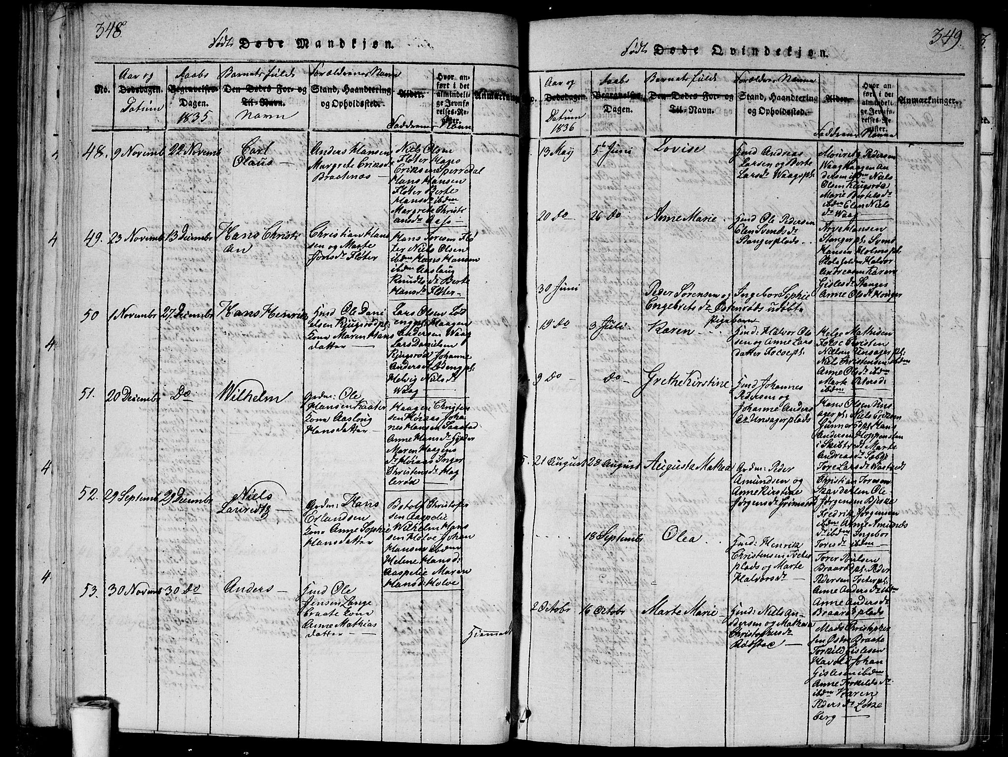 Våler prestekontor Kirkebøker, SAO/A-11083/G/Ga/L0001: Parish register (copy) no. I 1, 1815-1839, p. 348-349