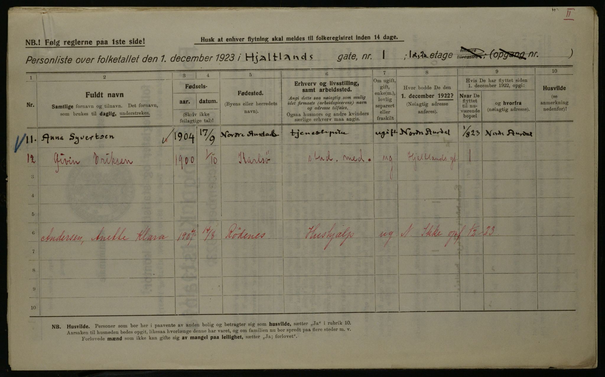 OBA, Municipal Census 1923 for Kristiania, 1923, p. 44958