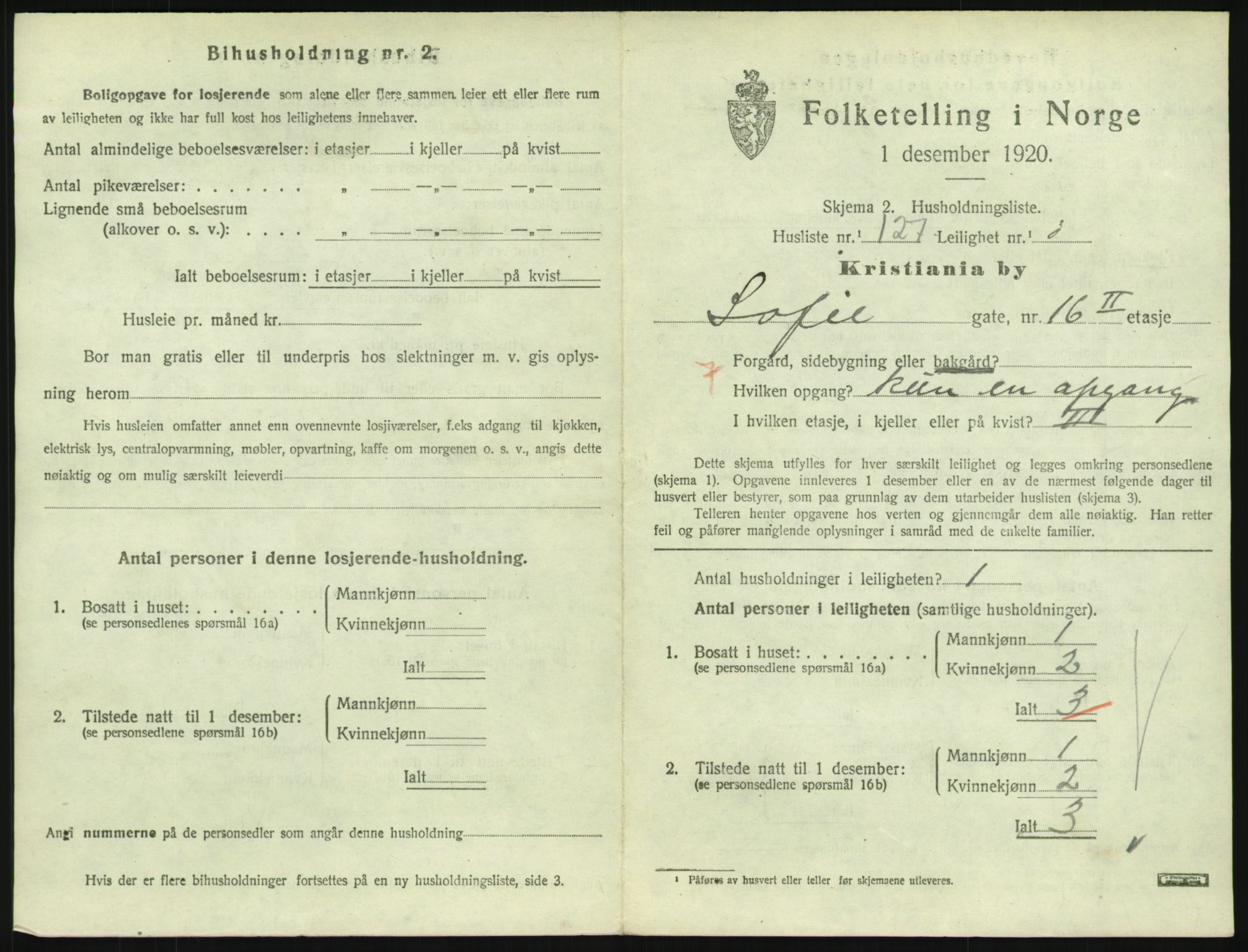 SAO, 1920 census for Kristiania, 1920, p. 99273