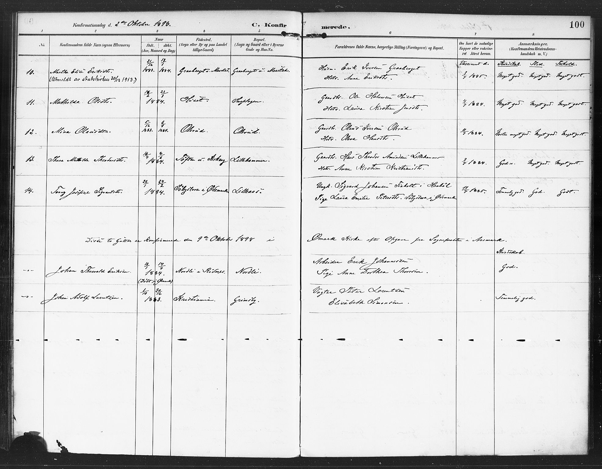 Rødenes prestekontor Kirkebøker, AV/SAO-A-2005/F/Fa/L0010: Parish register (official) no. I 10, 1890-1900, p. 100