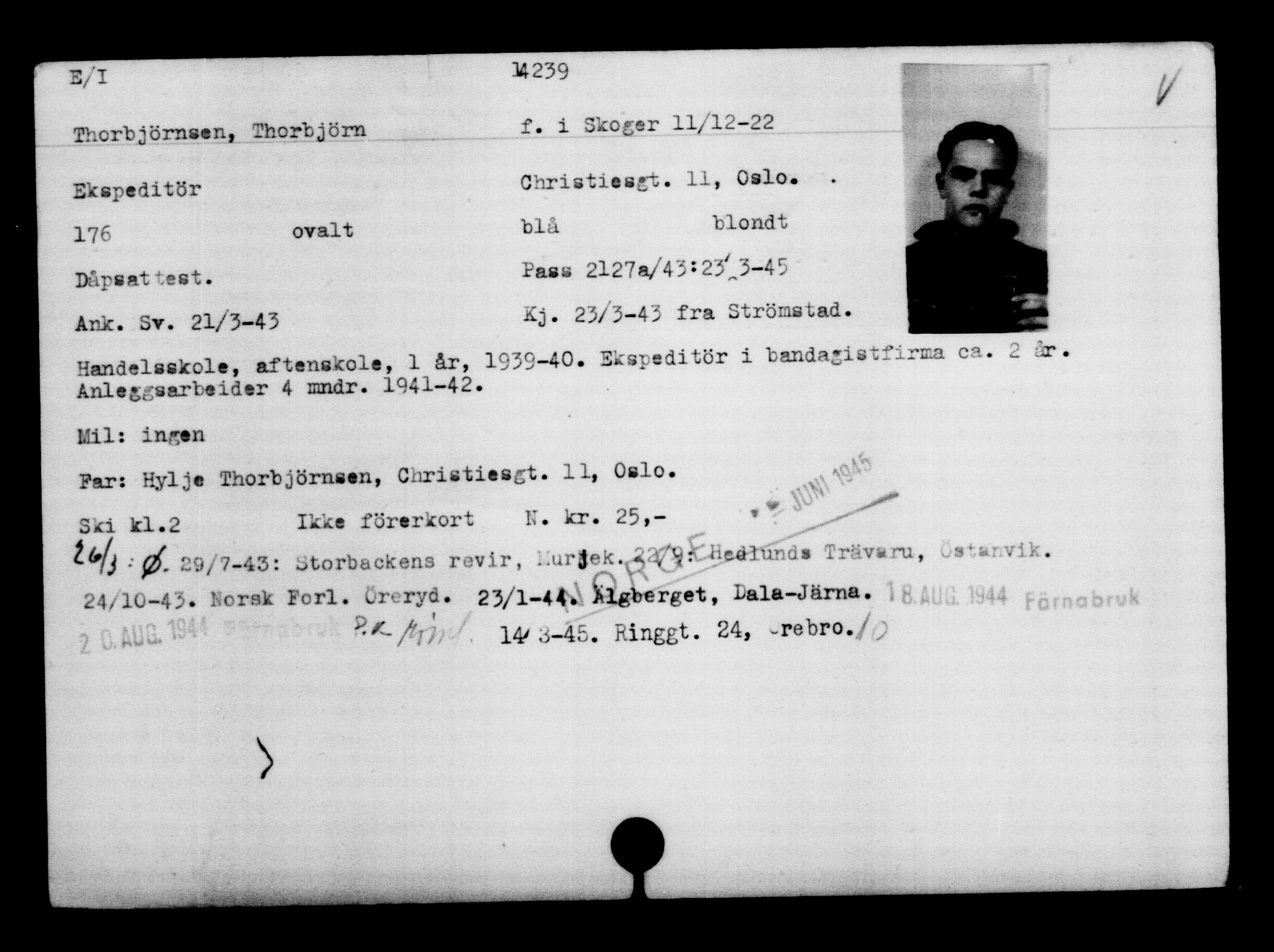 Utenriksstasjonene, Legasjonen i Stockholm, Flyktningkontoret, AV/RA-S-6753/V/Va/L0007: Kjesäterkartoteket, flyktninger med registreringsnr. 12700-15723, 1940-1945, p. 1776