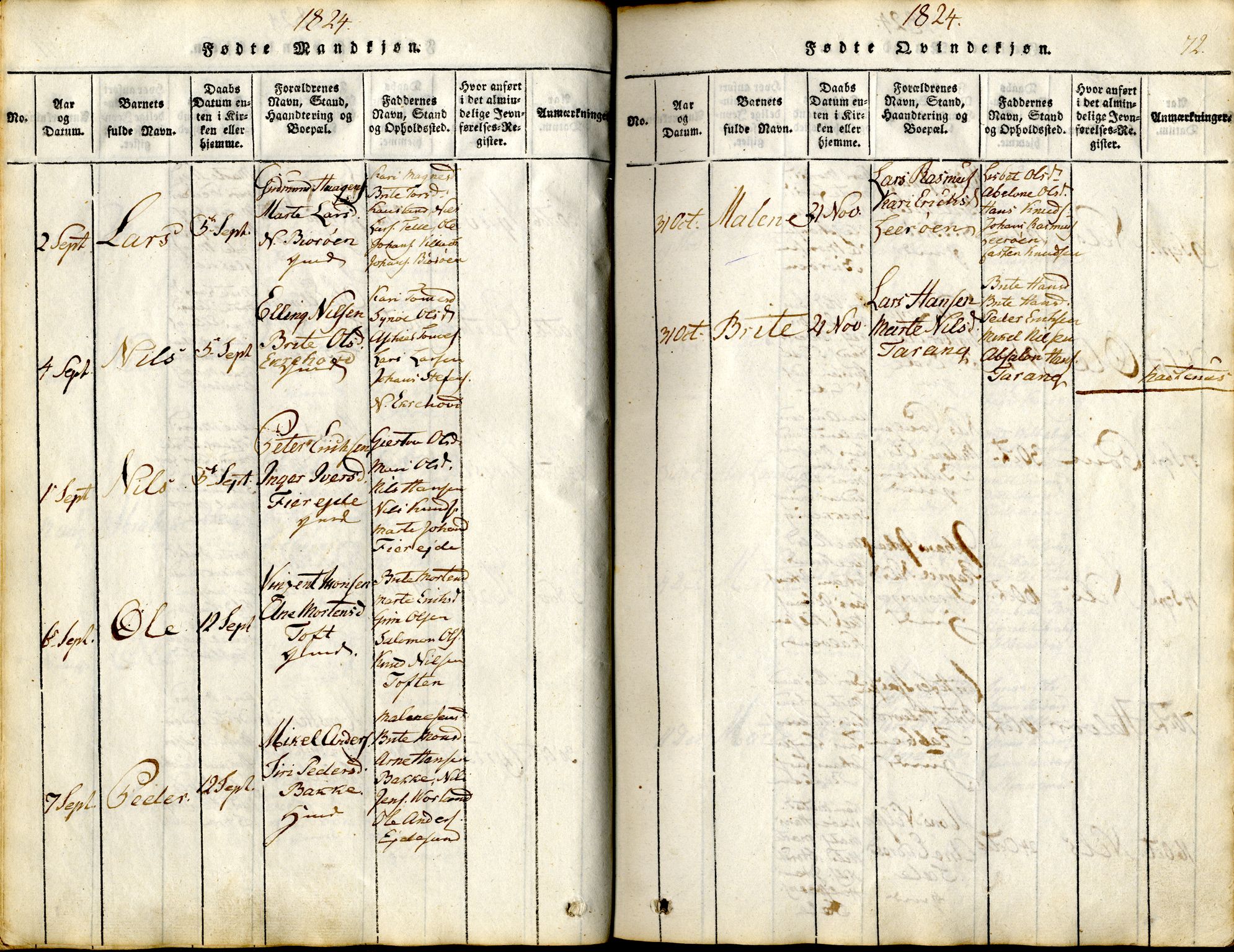 Sund sokneprestembete, AV/SAB-A-99930: Parish register (official) no. A 11, 1814-1825, p. 72