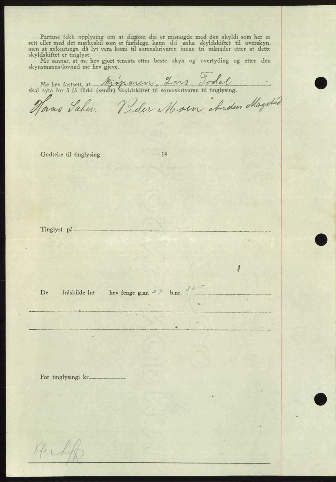 Nordmøre sorenskriveri, AV/SAT-A-4132/1/2/2Ca: Mortgage book no. A112, 1949-1949, Diary no: : 2173/1949