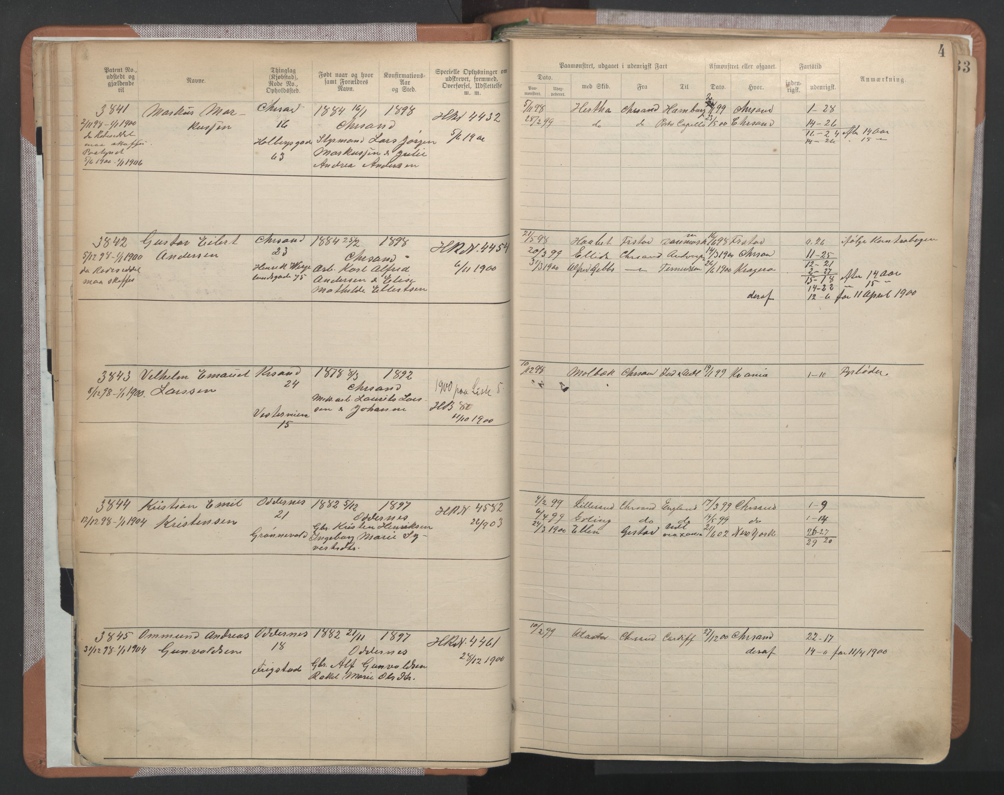 Kristiansand mønstringskrets, AV/SAK-2031-0015/F/Fa/L0007: Annotasjonsrulle nr 3831-6645, I-5, 1898-1920, p. 33