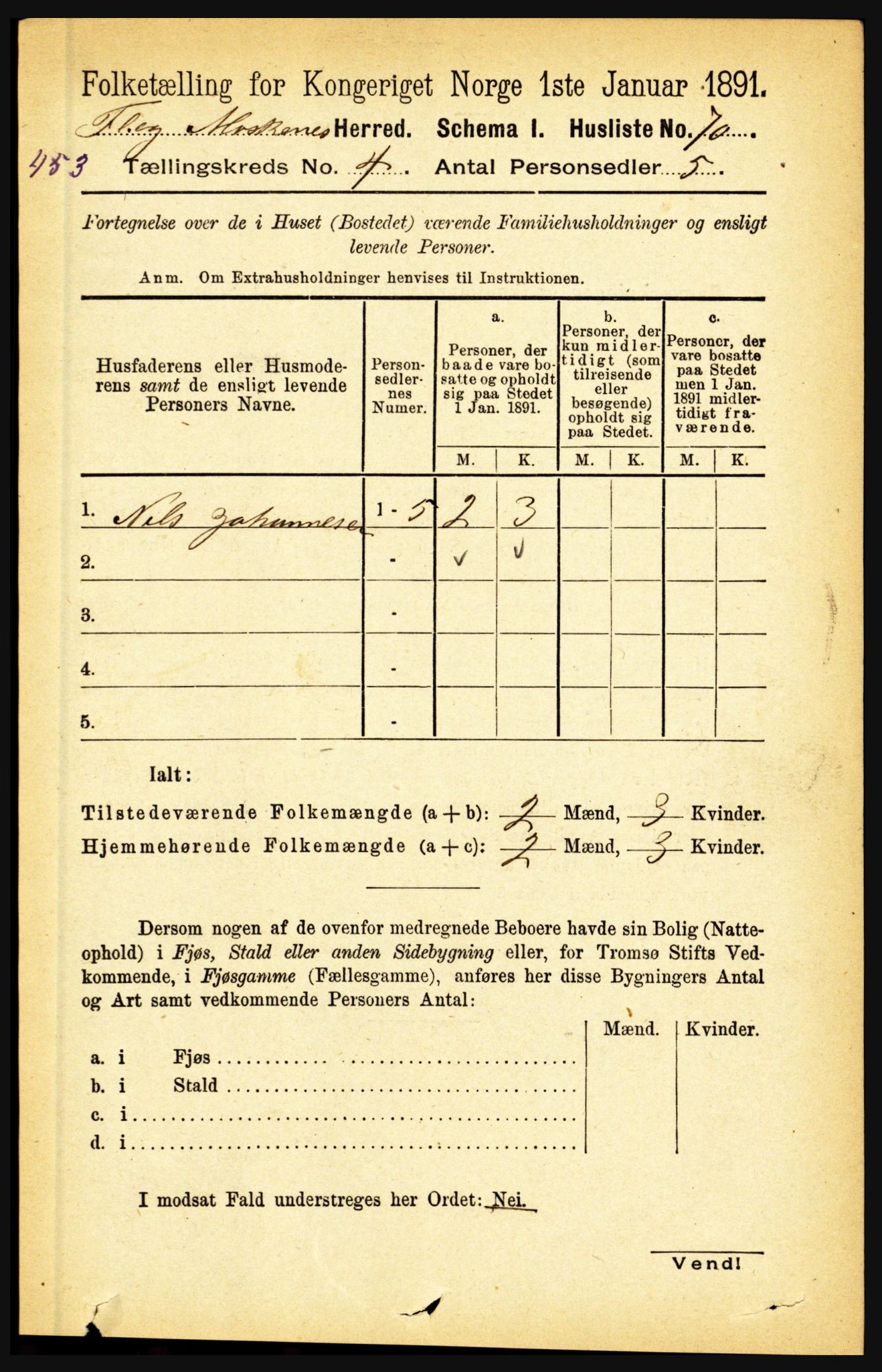 RA, 1891 census for 1859 Flakstad, 1891, p. 1854