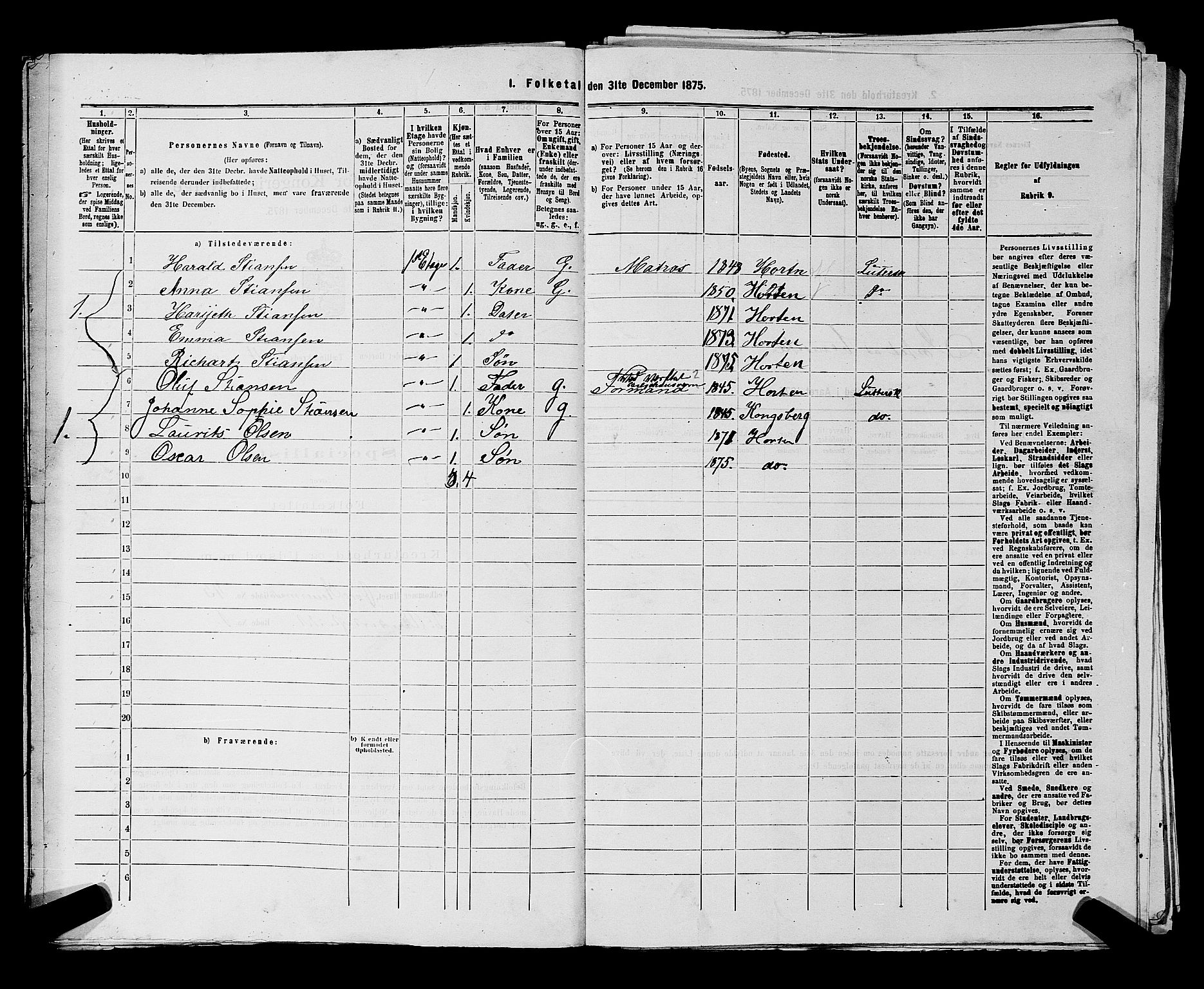 SAKO, 1875 census for 0703P Horten, 1875, p. 338