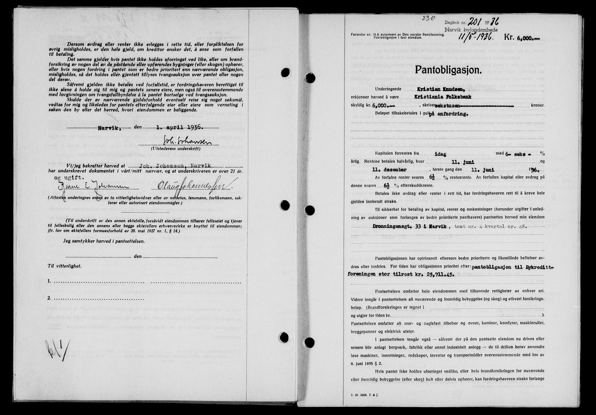 Narvik sorenskriveri, SAT/A-0002/1/2/2C/2Ca/L0011: Mortgage book no. 14, 1935-1937, Deed date: 11.05.1936