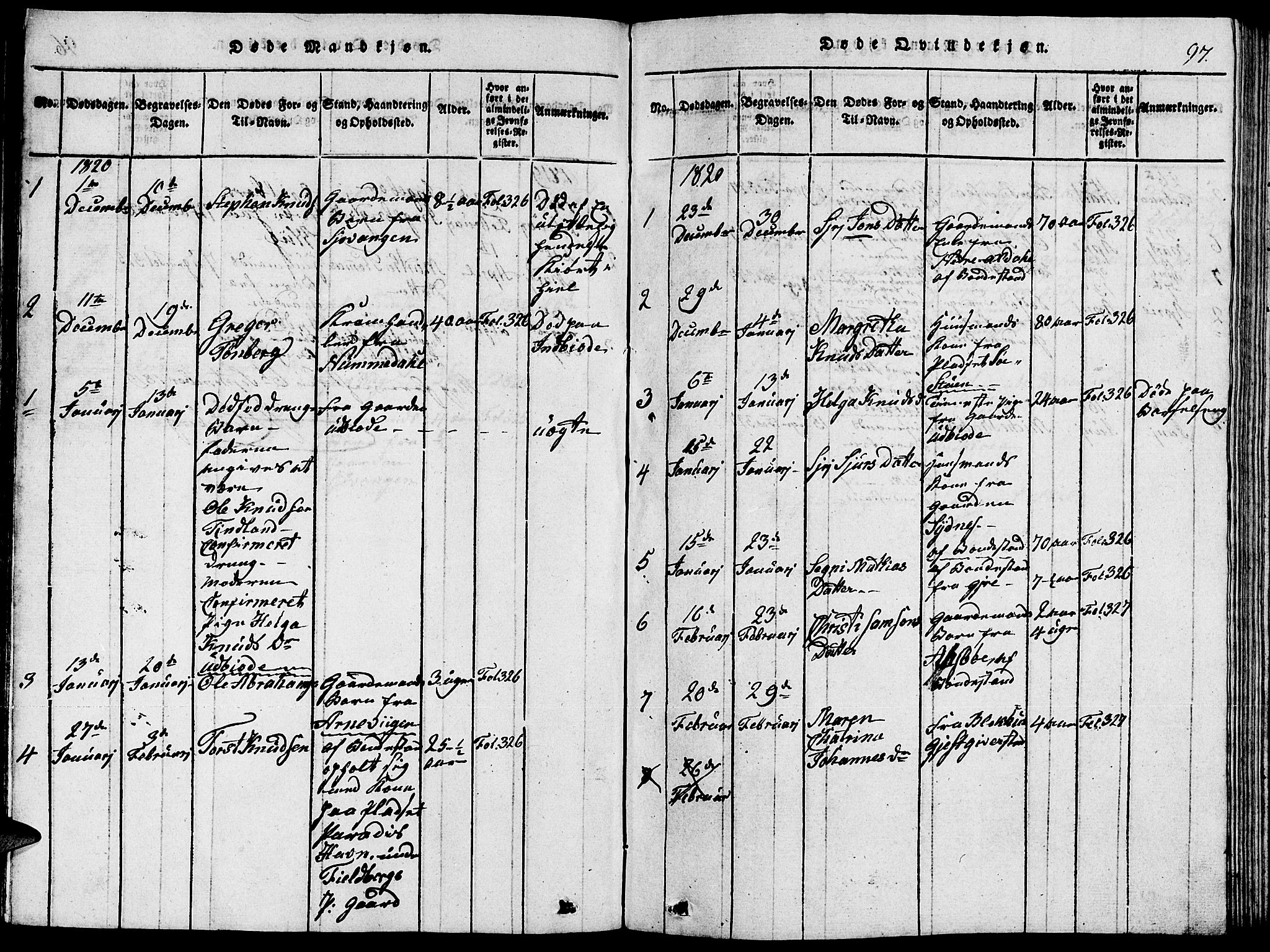 Fjelberg sokneprestembete, SAB/A-75201/H/Hab: Parish register (copy) no. A 1, 1816-1823, p. 97
