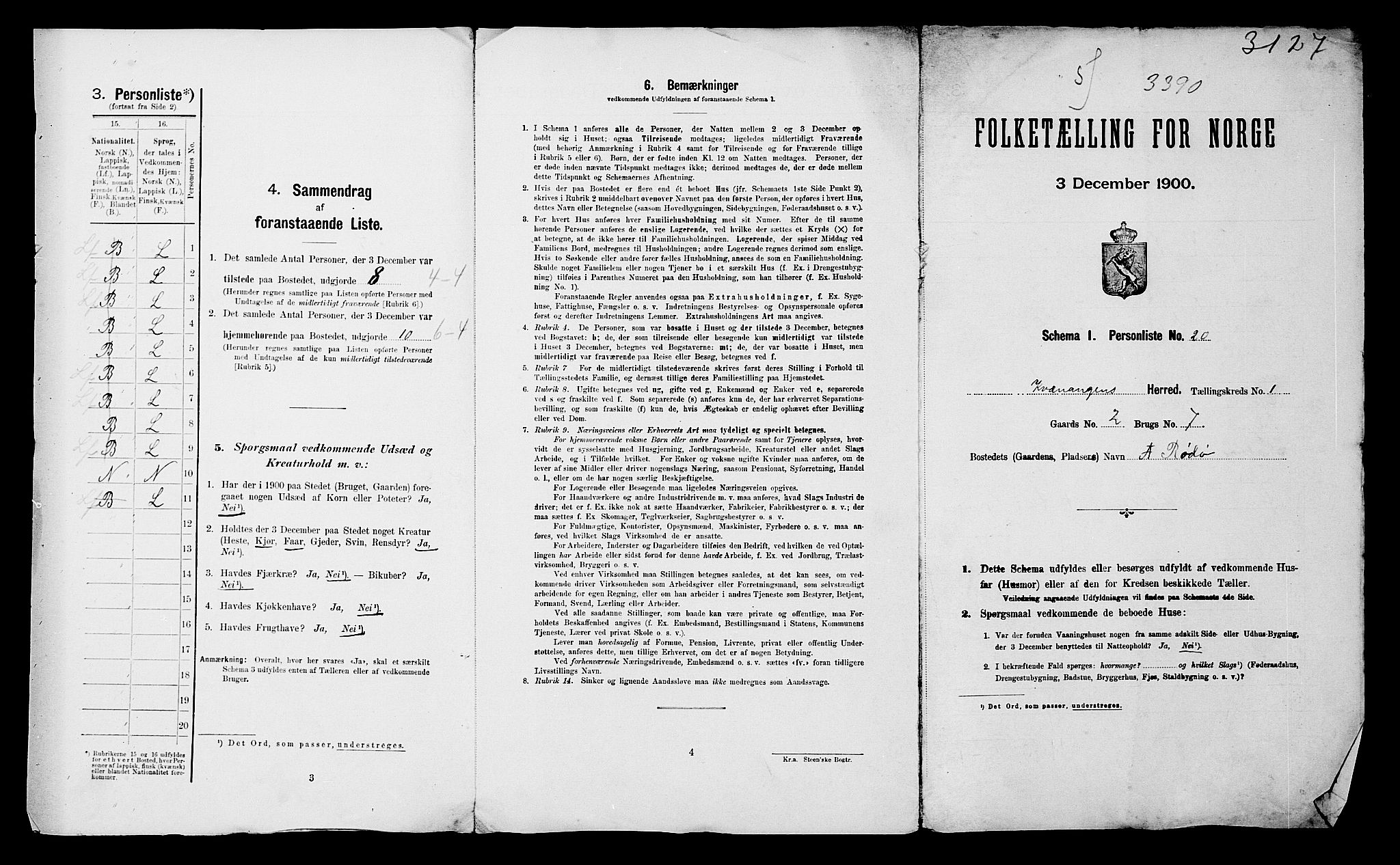 SATØ, 1900 census for Kvænangen, 1900, p. 18