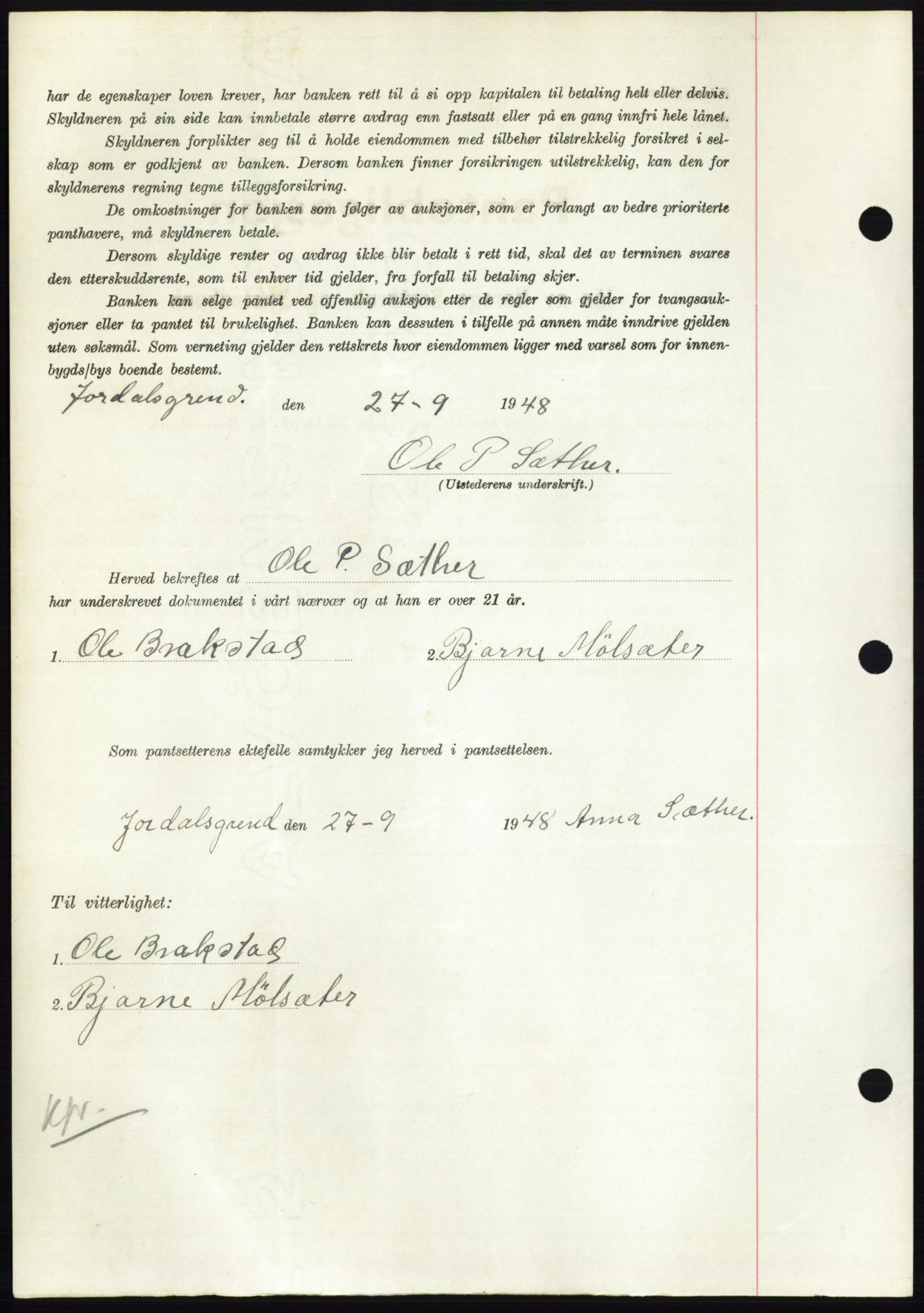 Nordmøre sorenskriveri, AV/SAT-A-4132/1/2/2Ca: Mortgage book no. B99, 1948-1948, Diary no: : 2863/1948