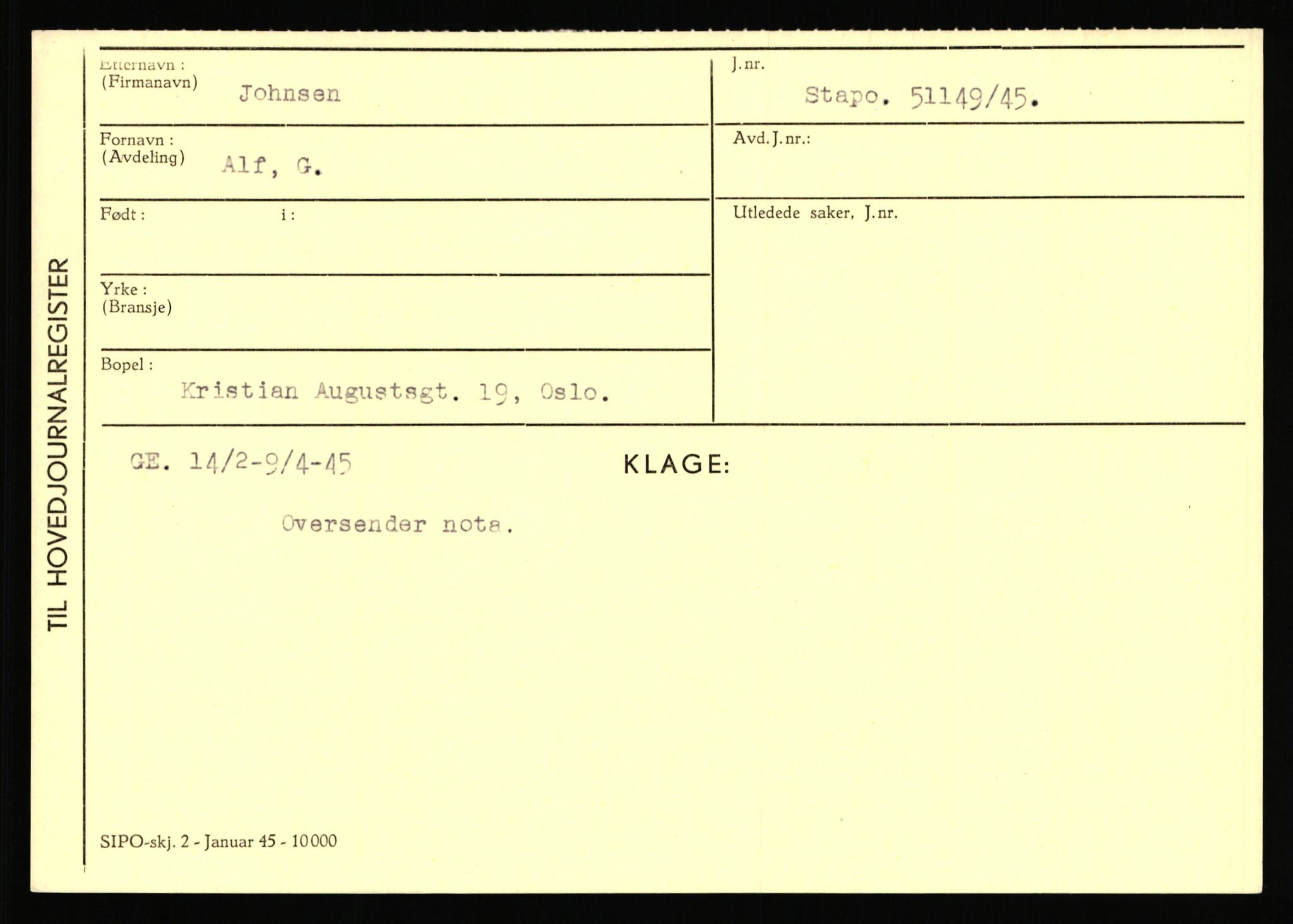 Statspolitiet - Hovedkontoret / Osloavdelingen, AV/RA-S-1329/C/Ca/L0008: Johan(nes)sen - Knoph, 1943-1945, p. 1869