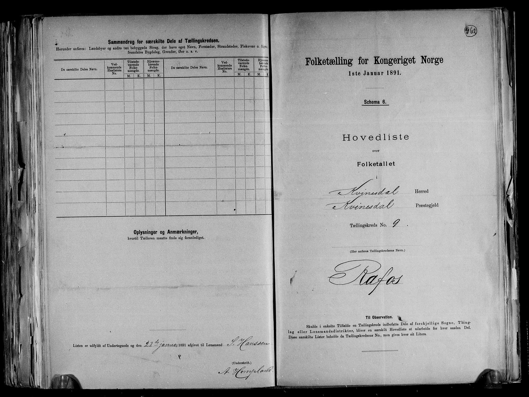 RA, 1891 census for 1037 Kvinesdal, 1891, p. 24