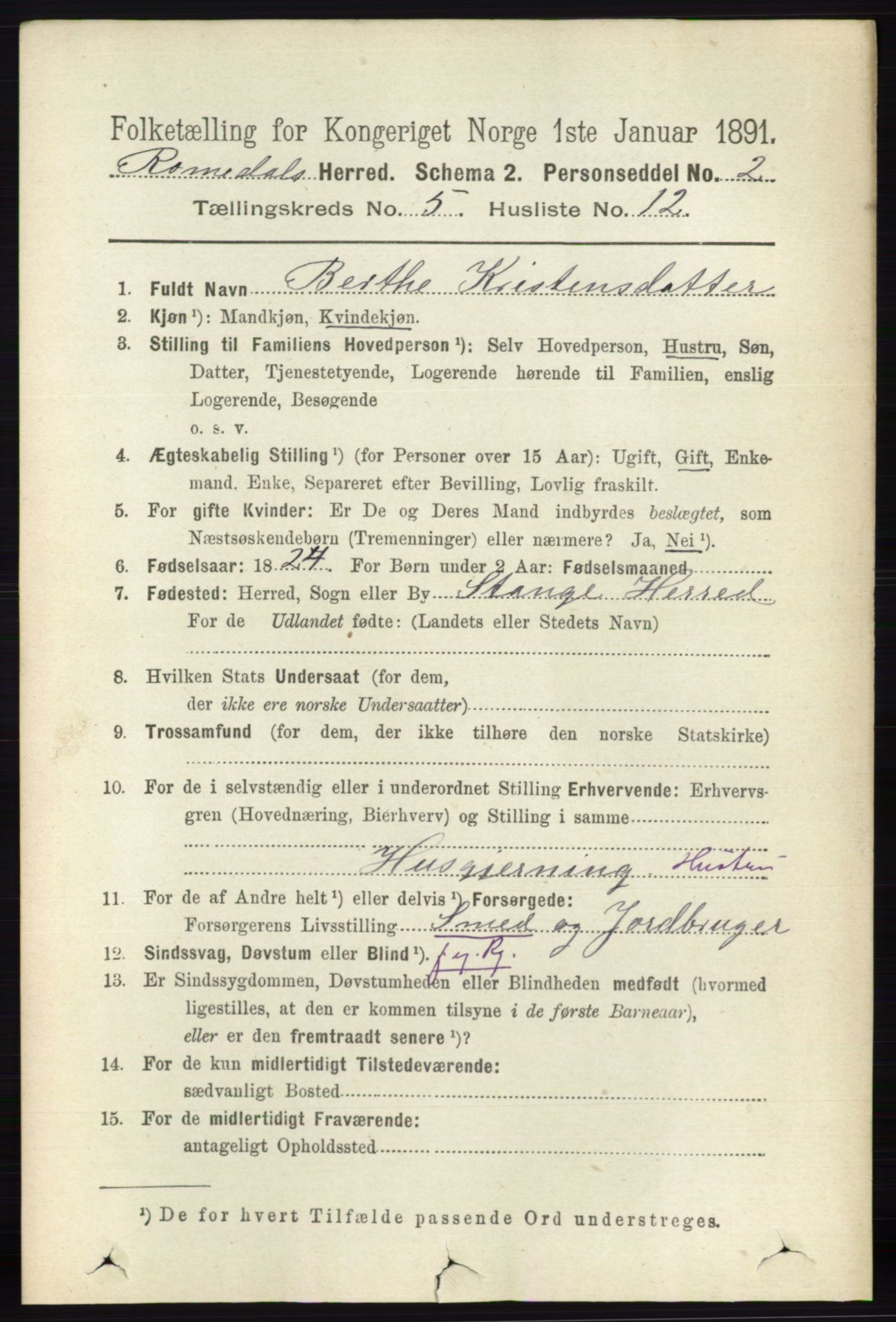 RA, 1891 census for 0416 Romedal, 1891, p. 2517