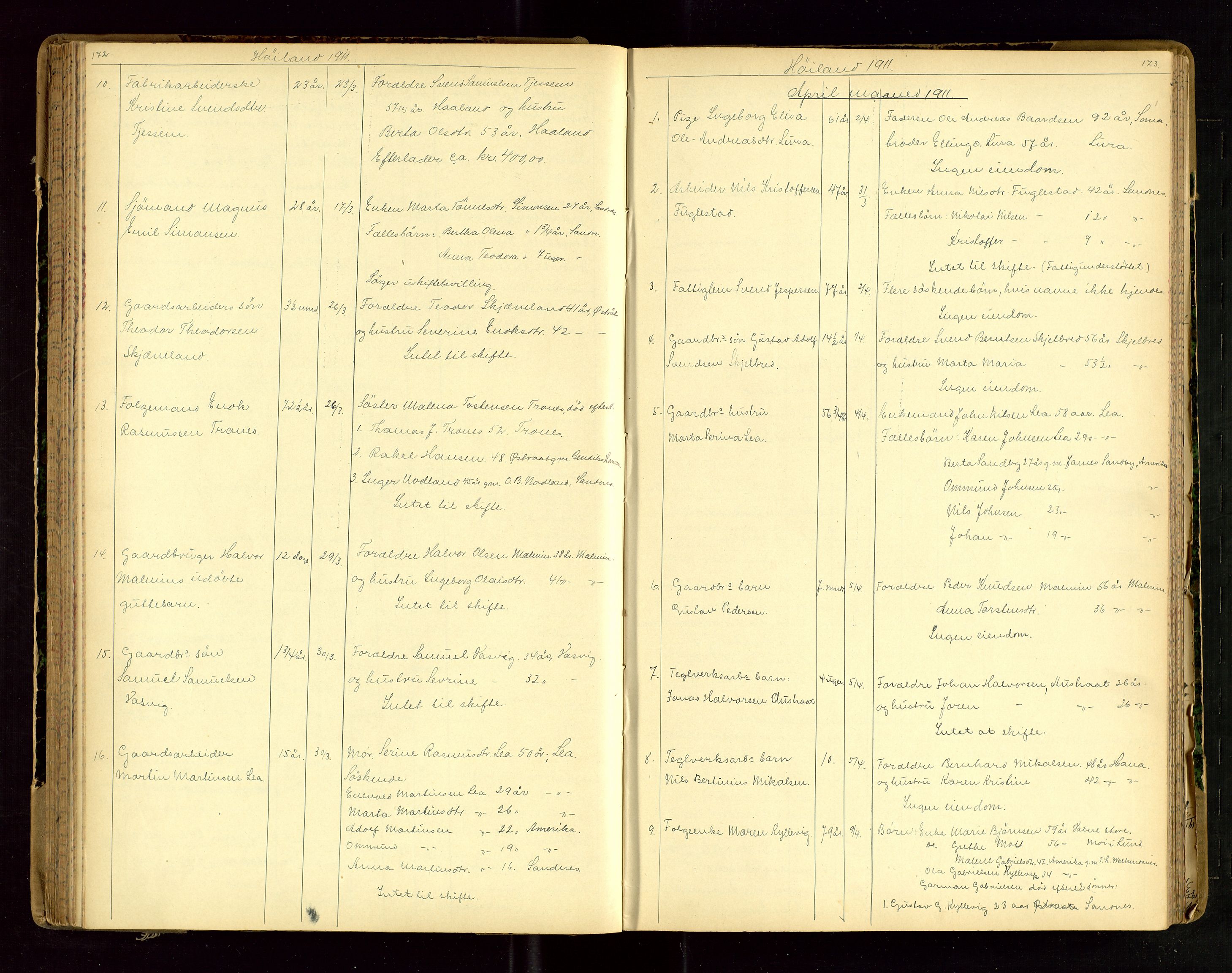 Jæren sorenskriveri, AV/SAST-A-100310/01/5/52/52B/L0003: DØDSFALLPROTOKOLL, 1910-1916, p. 172-173
