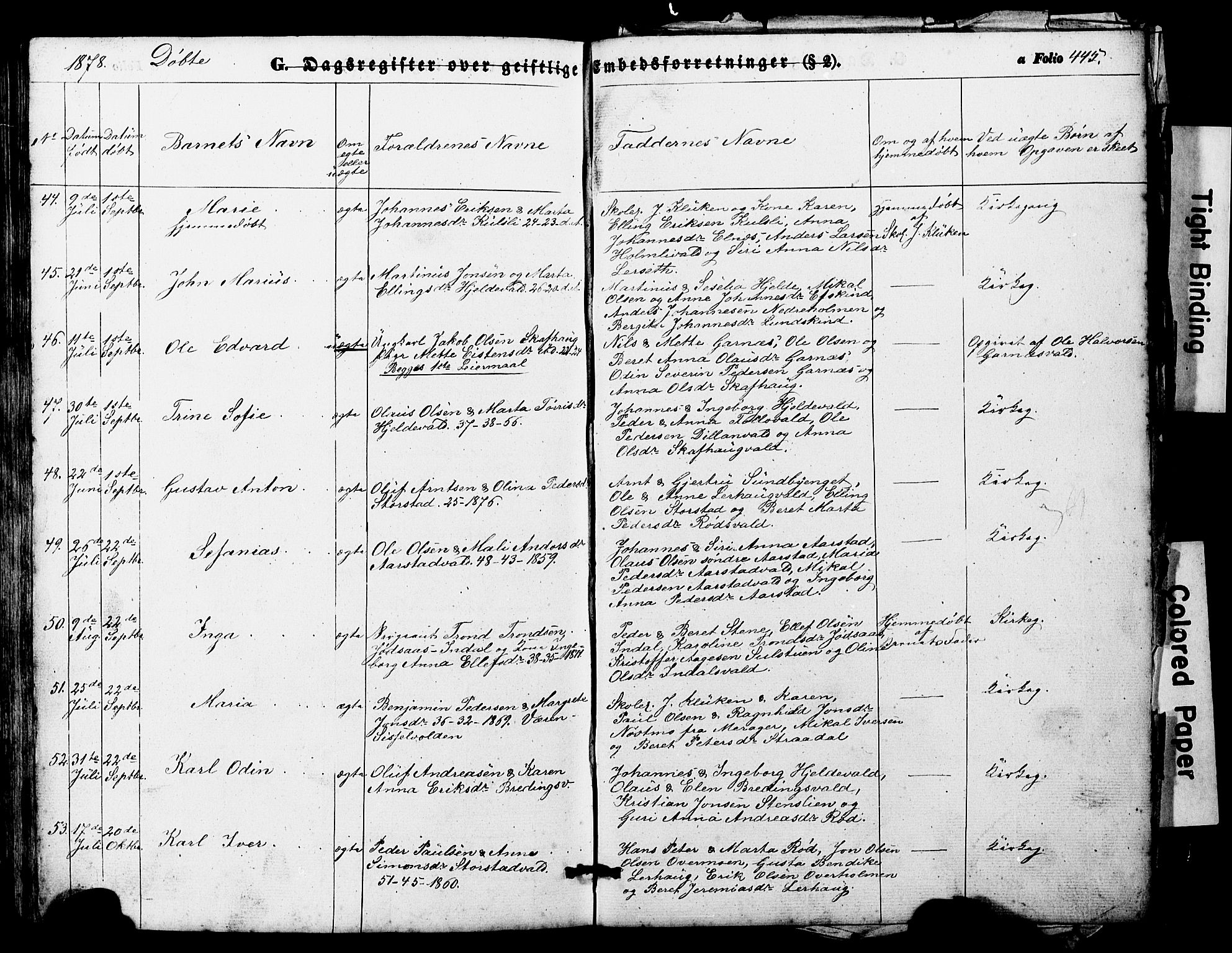 Ministerialprotokoller, klokkerbøker og fødselsregistre - Nord-Trøndelag, AV/SAT-A-1458/724/L0268: Parish register (copy) no. 724C04, 1846-1878, p. 445