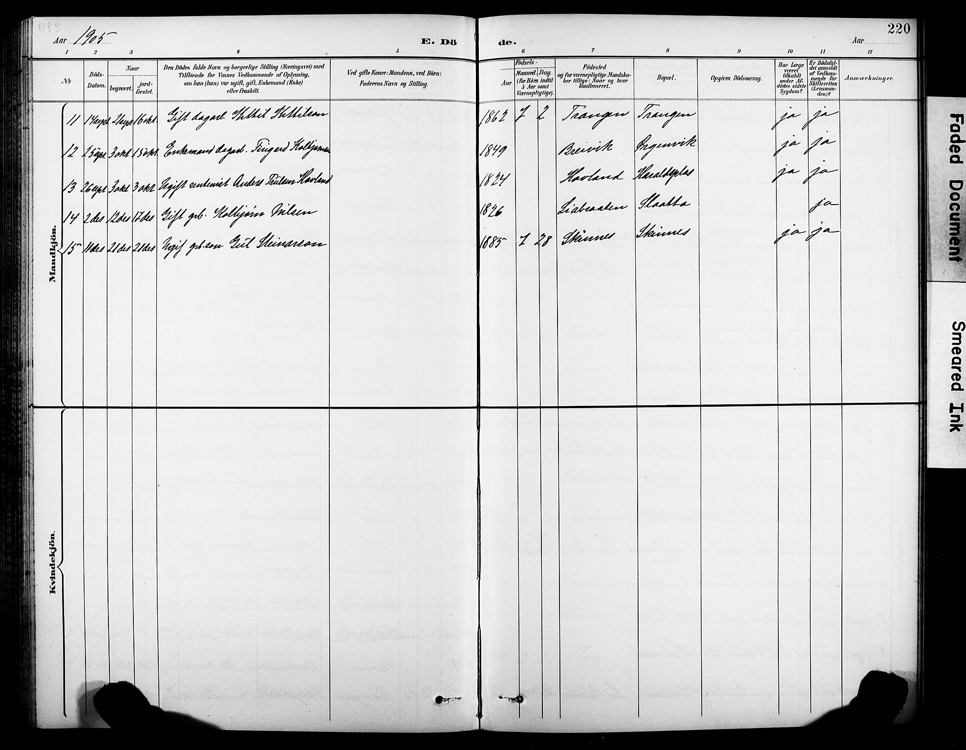Krødsherad kirkebøker, SAKO/A-19/G/Ga/L0002: Parish register (copy) no. 2, 1894-1918, p. 220