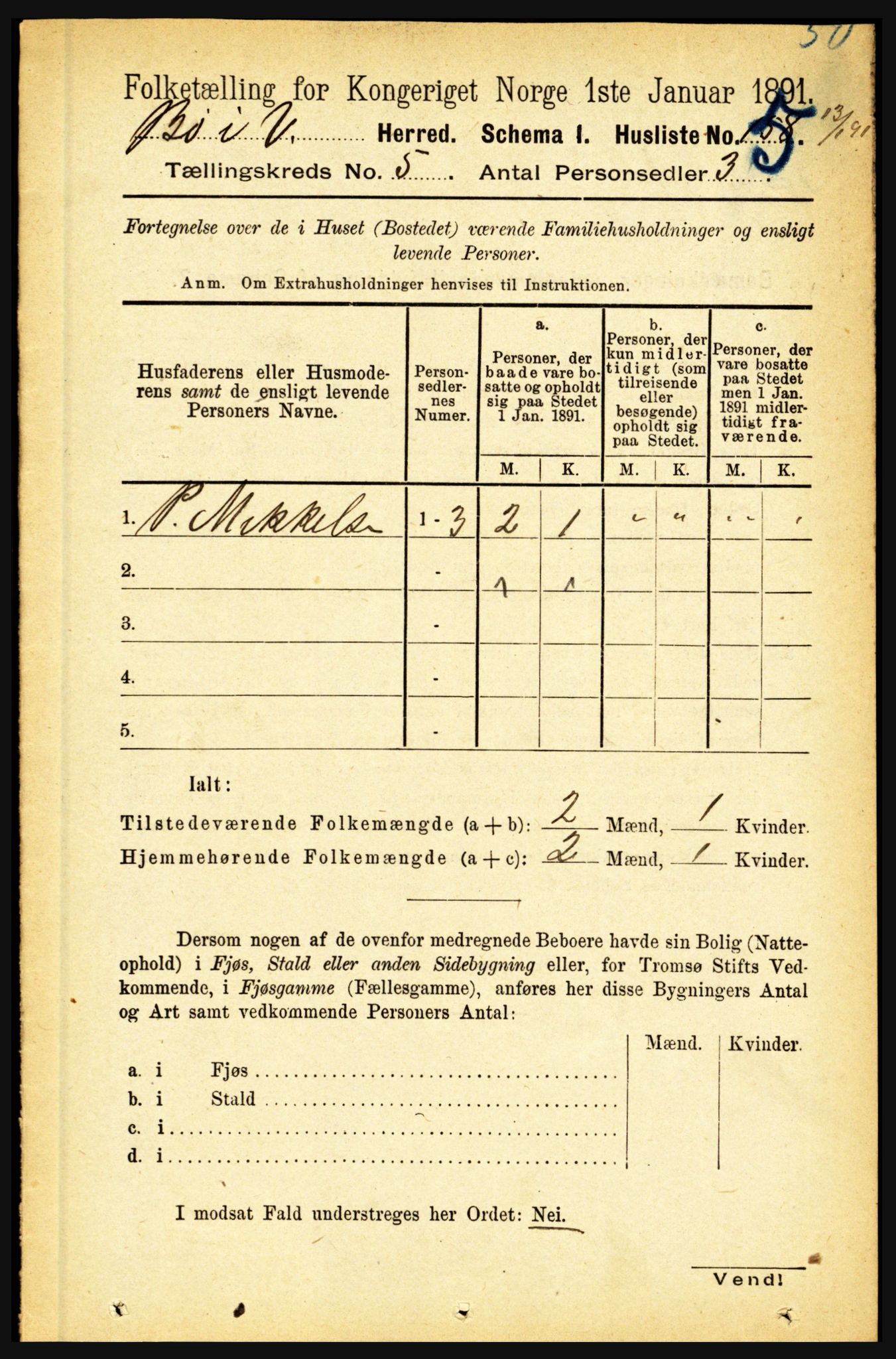 RA, 1891 census for 1867 Bø, 1891, p. 1936