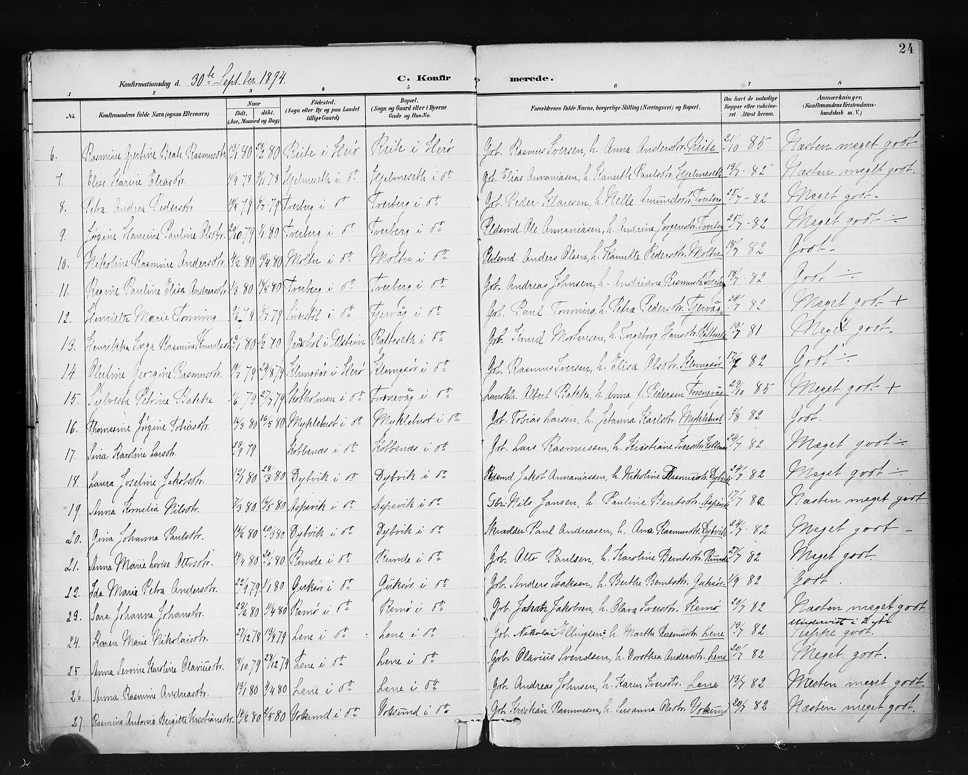 Ministerialprotokoller, klokkerbøker og fødselsregistre - Møre og Romsdal, AV/SAT-A-1454/507/L0074: Parish register (official) no. 507A09, 1894-1900, p. 24