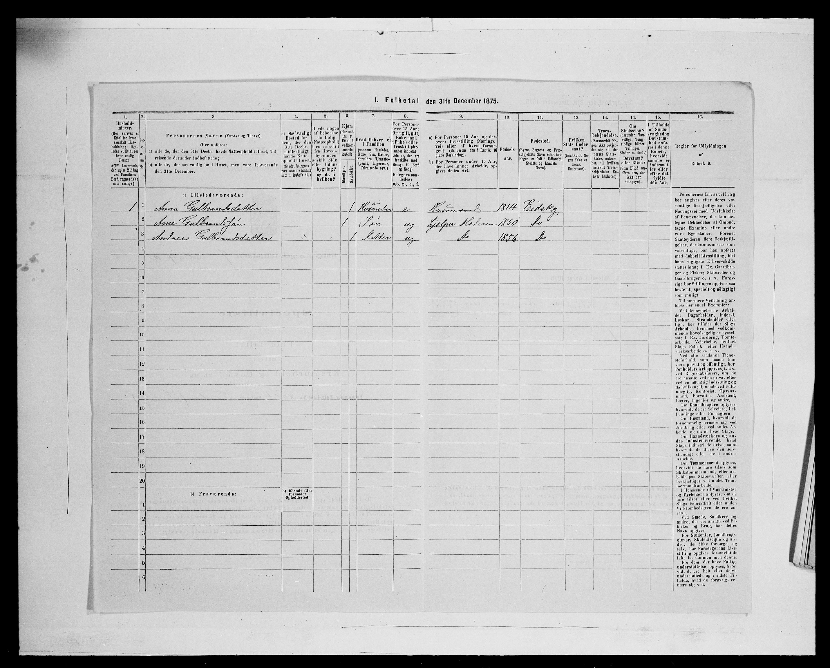 SAH, 1875 census for 0420P Eidskog, 1875, p. 1241