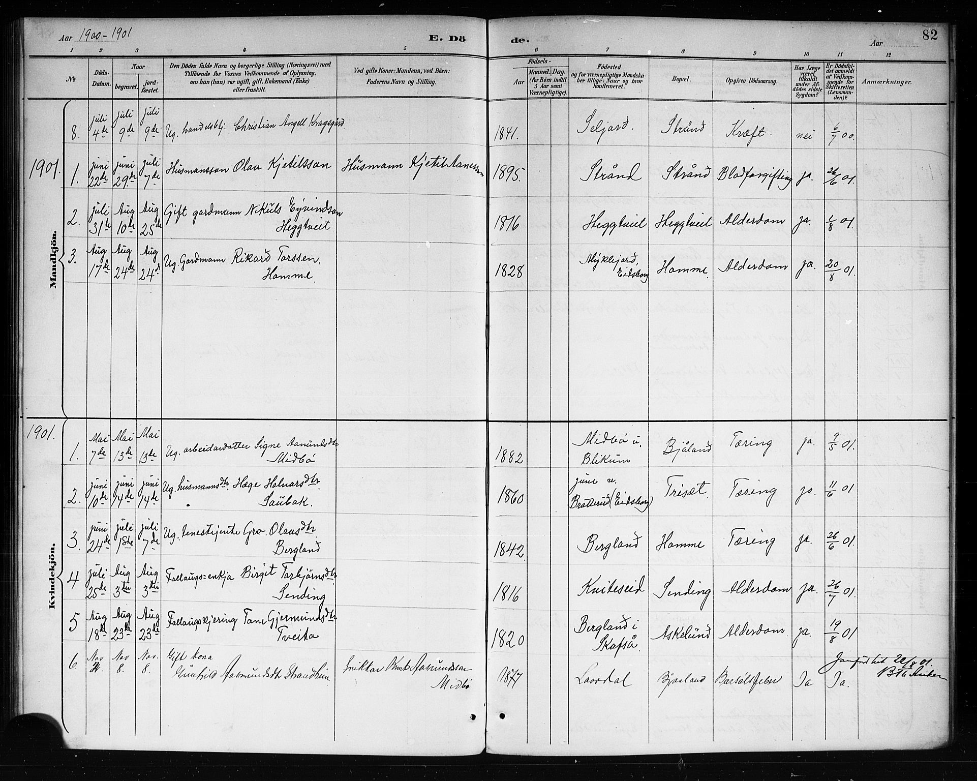 Lårdal kirkebøker, AV/SAKO-A-284/G/Ga/L0003: Parish register (copy) no. I 3, 1891-1918, p. 82