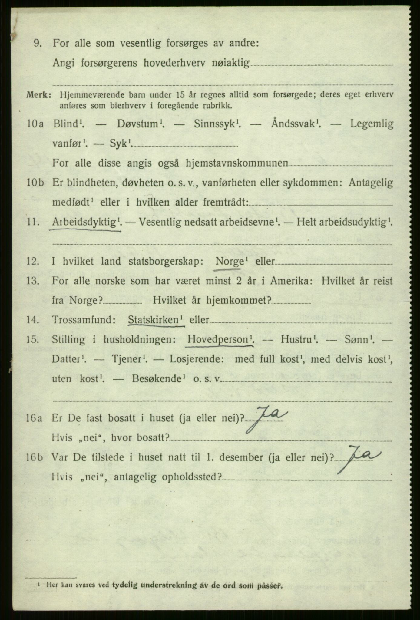 SAB, 1920 census for Voss, 1920, p. 11694