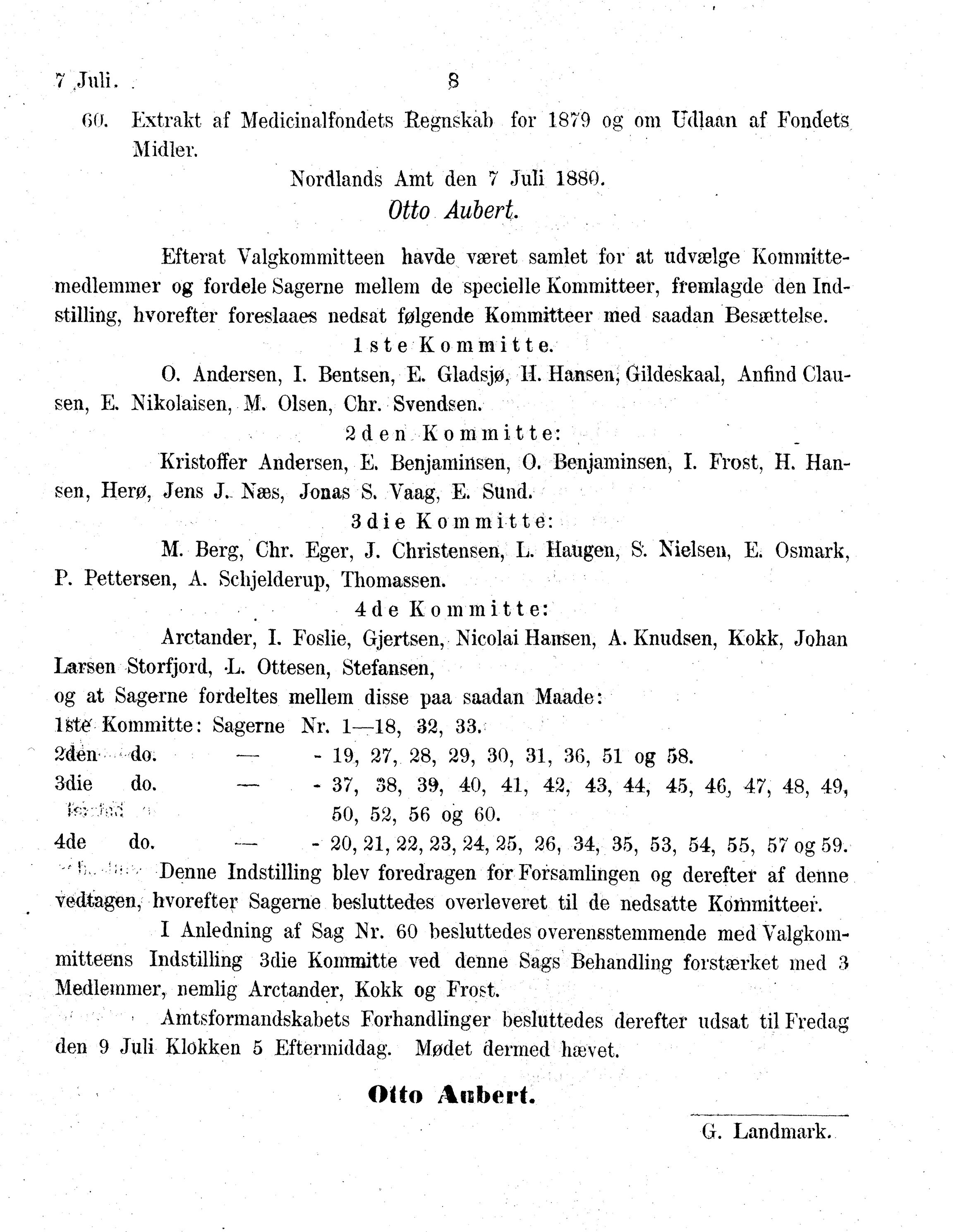 Nordland Fylkeskommune. Fylkestinget, AIN/NFK-17/176/A/Ac/L0013: Fylkestingsforhandlinger 1880, 1880