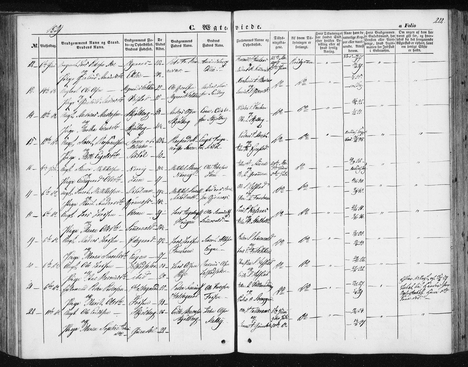 Ministerialprotokoller, klokkerbøker og fødselsregistre - Sør-Trøndelag, SAT/A-1456/668/L0806: Parish register (official) no. 668A06, 1854-1869, p. 222