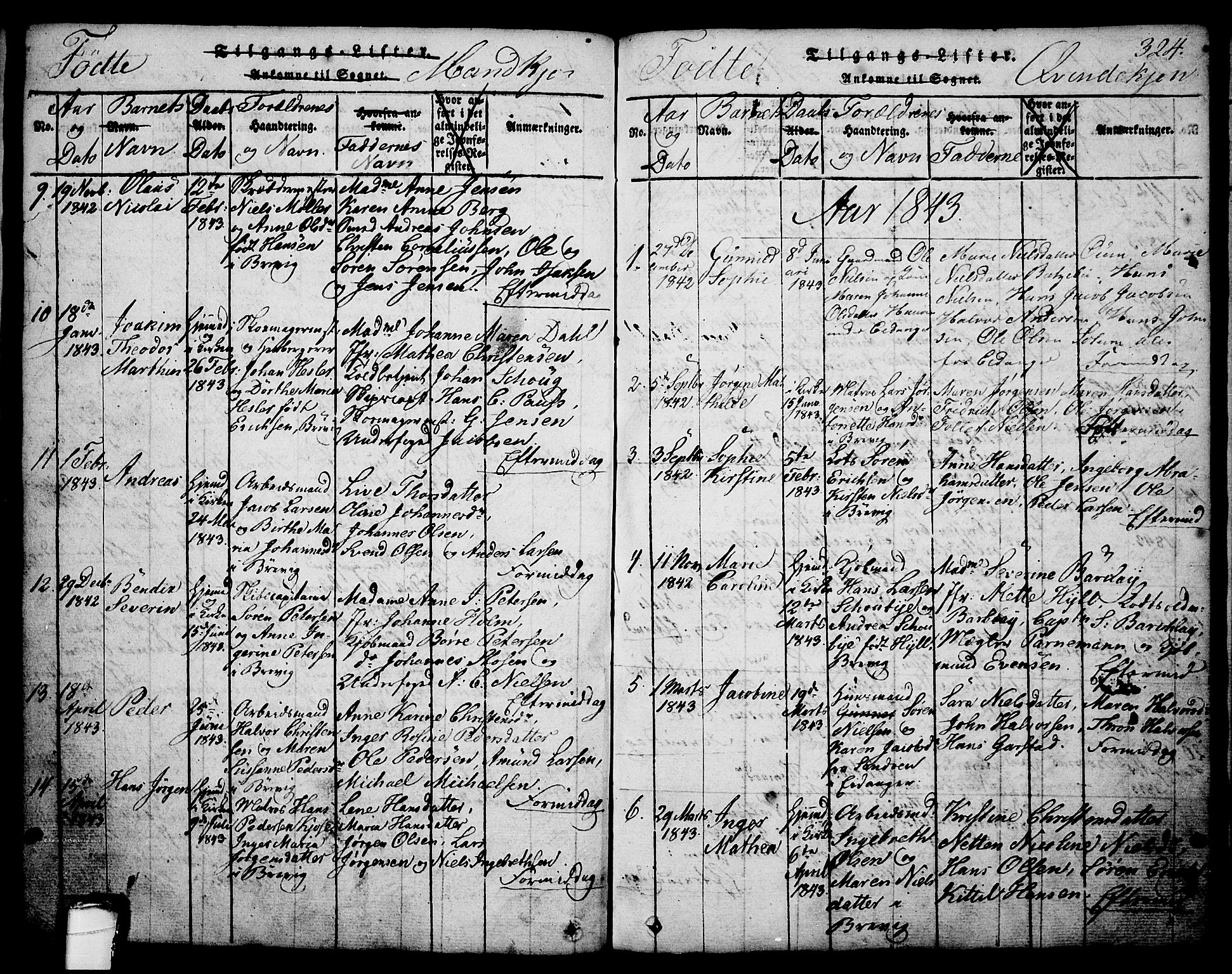 Brevik kirkebøker, SAKO/A-255/G/Ga/L0001: Parish register (copy) no. 1, 1814-1845, p. 324