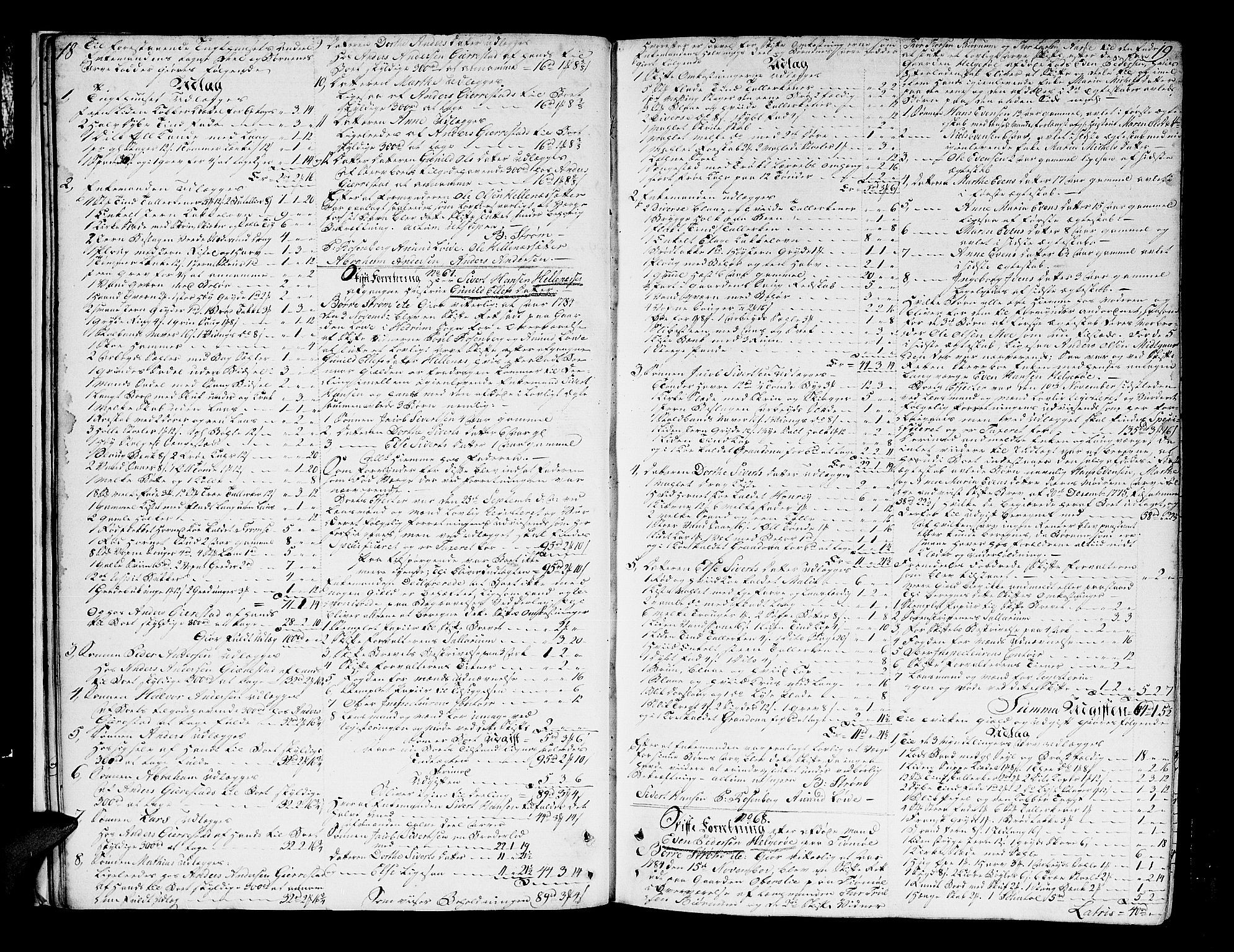 Larvik sorenskriveri, AV/SAKO-A-83/H/Hd/Hda/L0013a: Skifteprotokoll, 1784-1793, p. 18-19