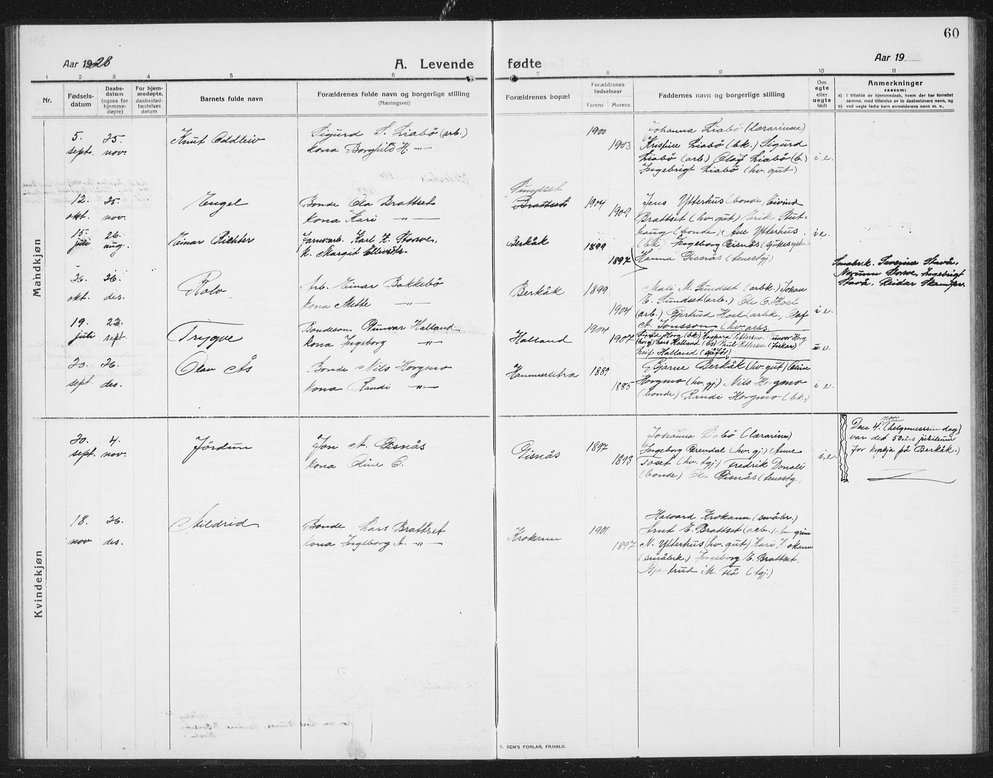 Ministerialprotokoller, klokkerbøker og fødselsregistre - Sør-Trøndelag, AV/SAT-A-1456/675/L0888: Parish register (copy) no. 675C01, 1913-1935, p. 60