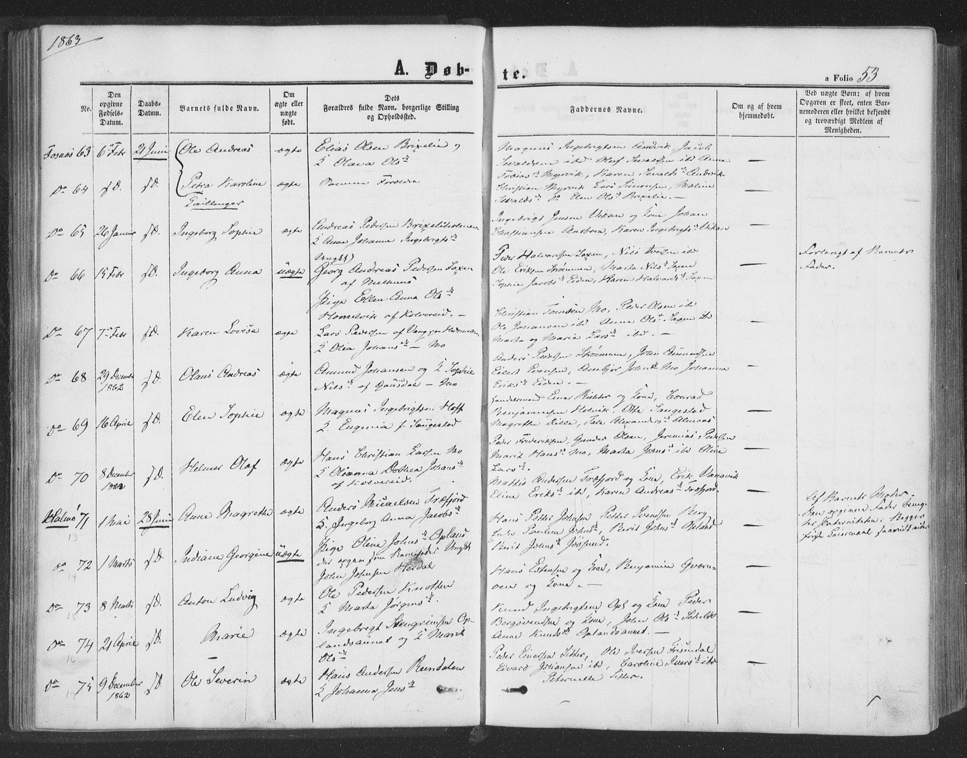 Ministerialprotokoller, klokkerbøker og fødselsregistre - Nord-Trøndelag, AV/SAT-A-1458/773/L0615: Parish register (official) no. 773A06, 1857-1870, p. 53