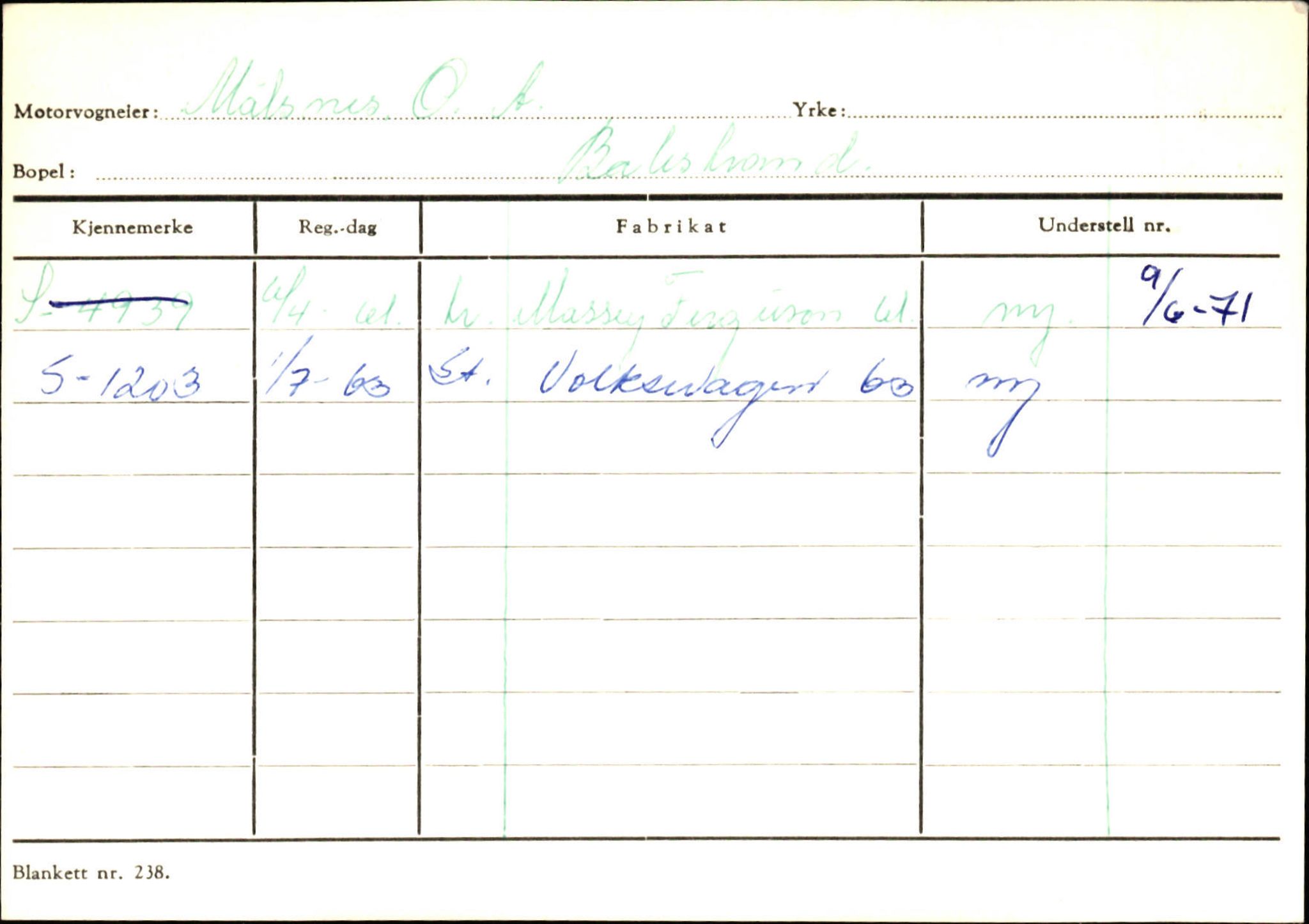 Statens vegvesen, Sogn og Fjordane vegkontor, AV/SAB-A-5301/4/F/L0132: Eigarregister Askvoll A-Å. Balestrand A-Å, 1945-1975, p. 2134