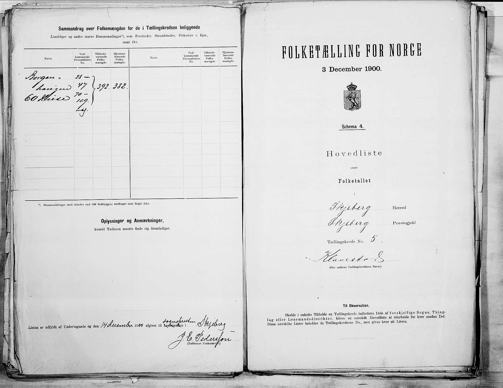 SAO, 1900 census for Skjeberg, 1900, p. 14