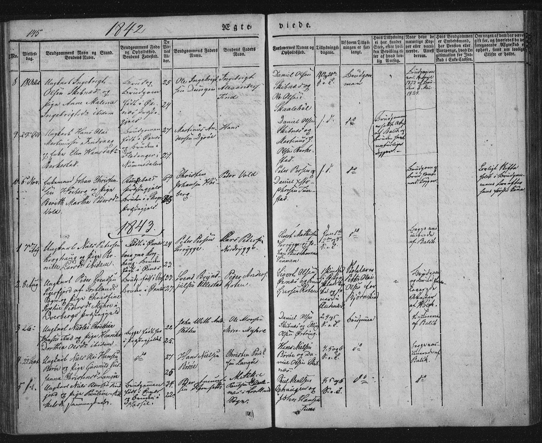 Ministerialprotokoller, klokkerbøker og fødselsregistre - Nordland, AV/SAT-A-1459/893/L1332: Parish register (official) no. 893A05, 1841-1858, p. 145