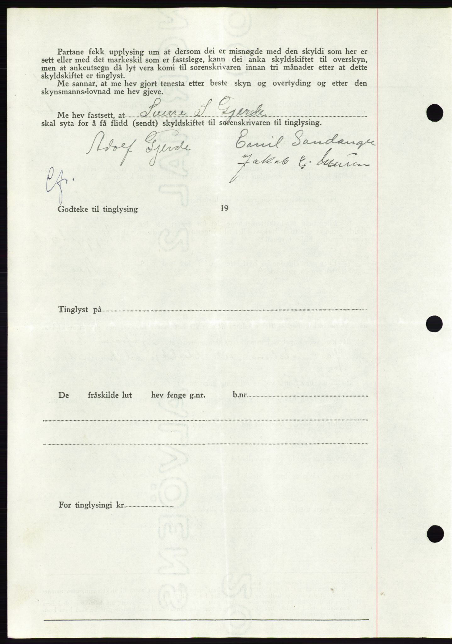 Søre Sunnmøre sorenskriveri, AV/SAT-A-4122/1/2/2C/L0078: Mortgage book no. 4A, 1946-1946, Diary no: : 442/1946